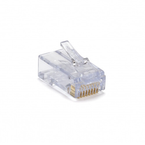 Platinum Tools 105004 EZ-RJ45 CAT6 clear male connector with gold contacts, 500-pack bag — view 3