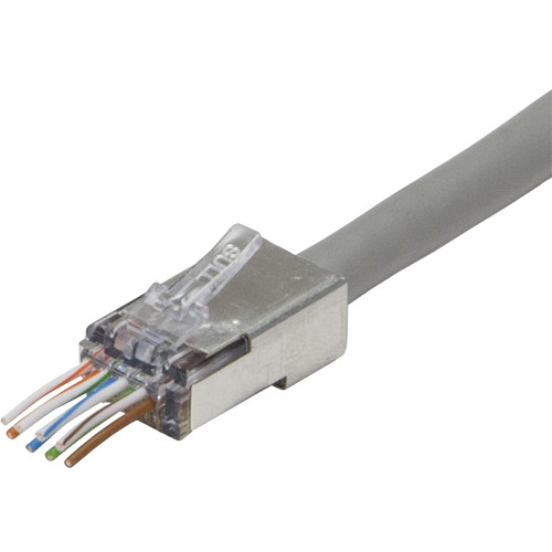 Platinum Tools EZEX44 shielded RJ45 internal ground connector in a 50-jar package — view 2