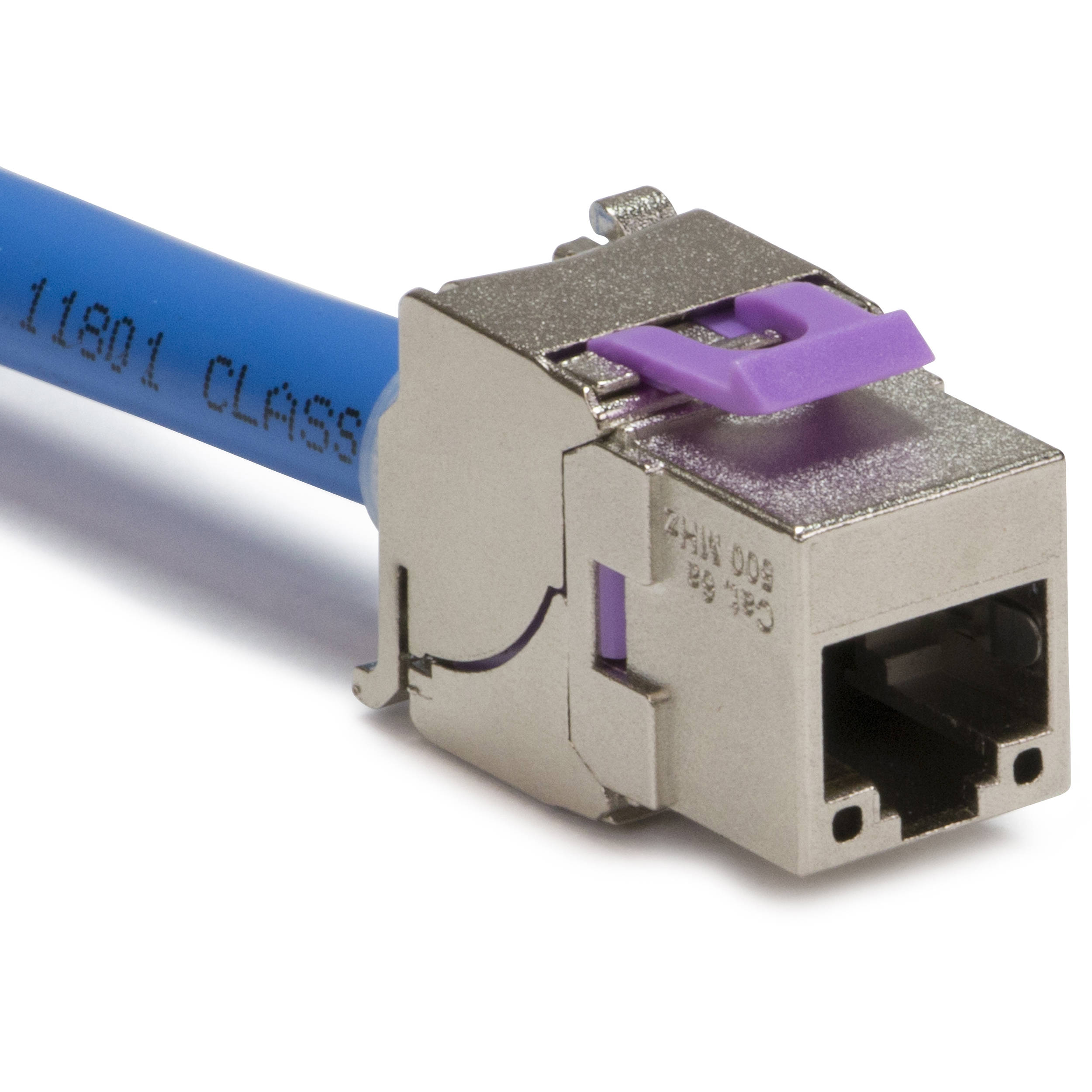 Platinum Tools shielded Cat6A tool-less keystone jack in bag packaging — view 2