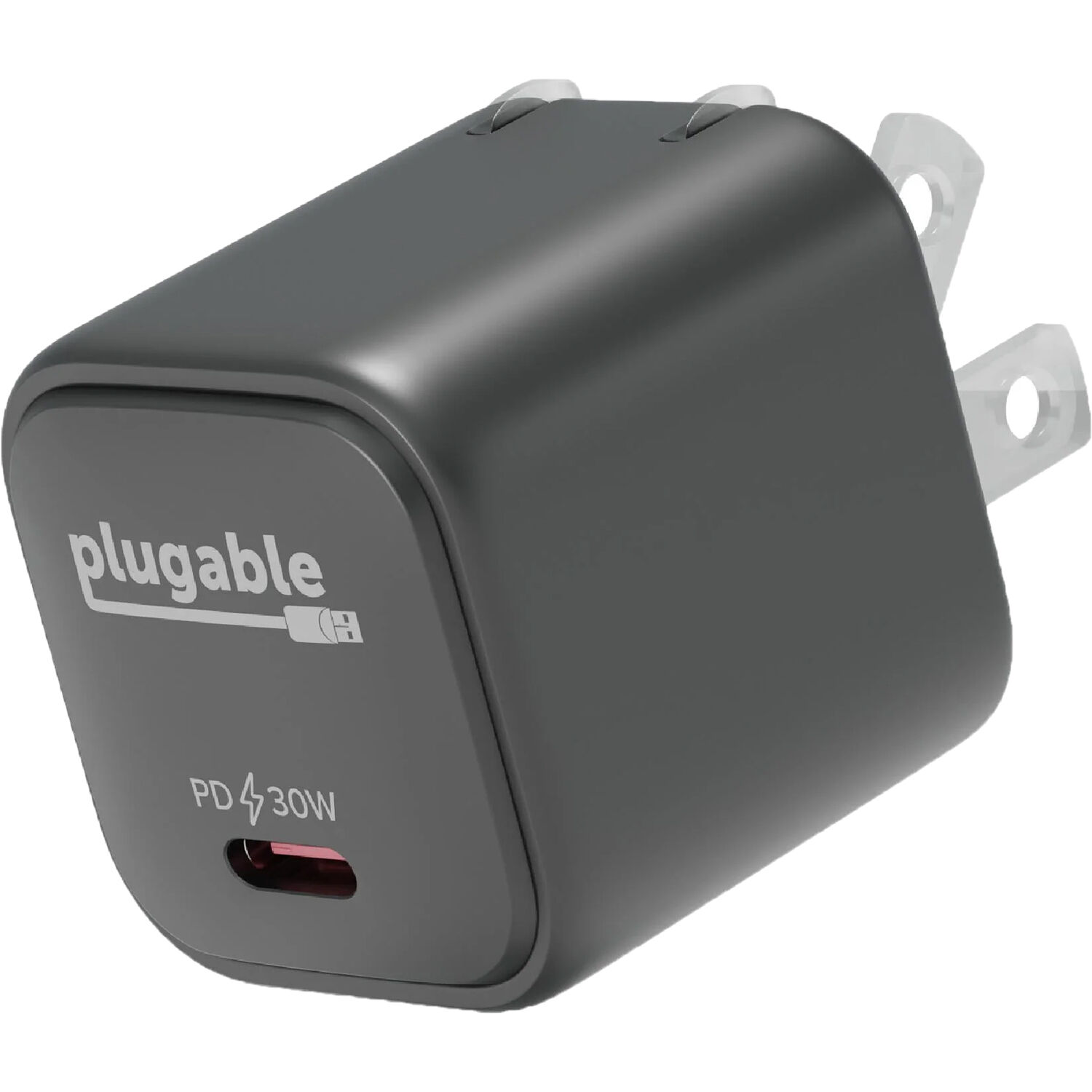Plugable PS-30C1B-3X 30 W GaN USB-C Charger | Foldable Prongs, Portable
