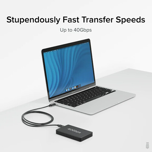Plugable 1 m Thunderbolt 4 cable with 240 W charging support for laptop docks and workstations — view 3