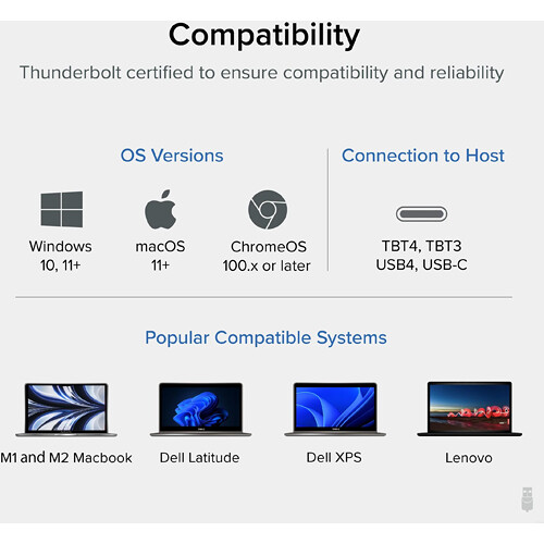 Plugable 1 m Thunderbolt 4 cable with 240 W charging support for laptop docks and workstations — view 7