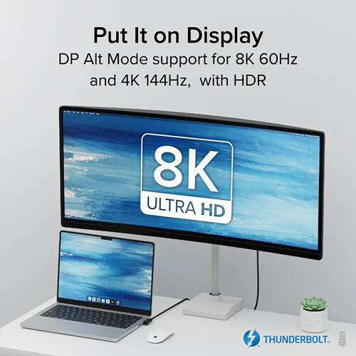 Right angle Thunderbolt 4 cable with 240 W EPR charging for compact dock and laptop setups — view 4