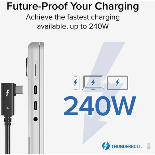 Right angle Thunderbolt 4 cable with 240 W EPR charging for compact dock and laptop setups — view 5