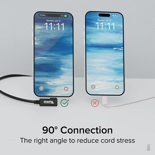 Right angle Thunderbolt 4 cable with 240 W EPR charging for compact dock and laptop setups — view 8