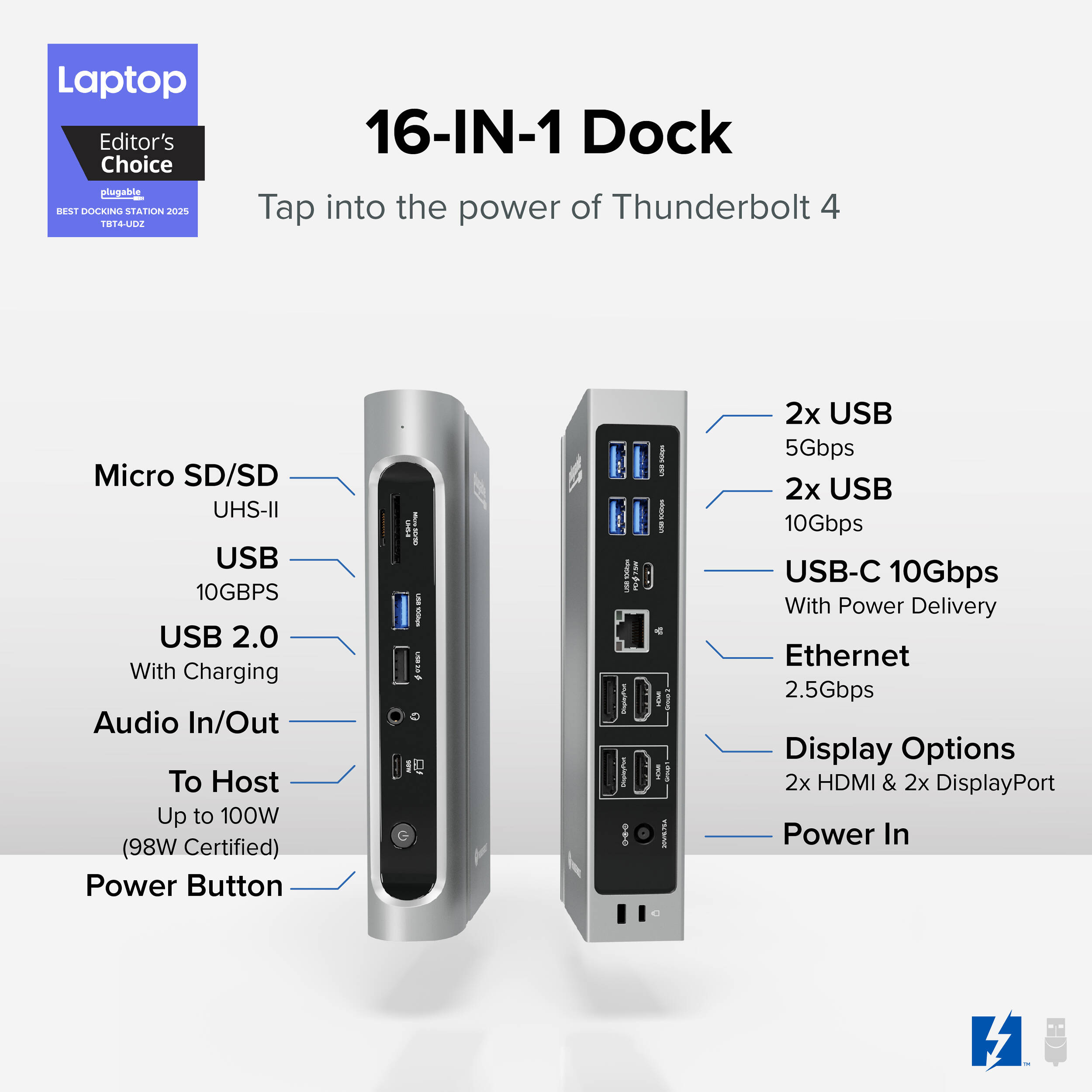 16in1 dual display TB4 Dock — view 4