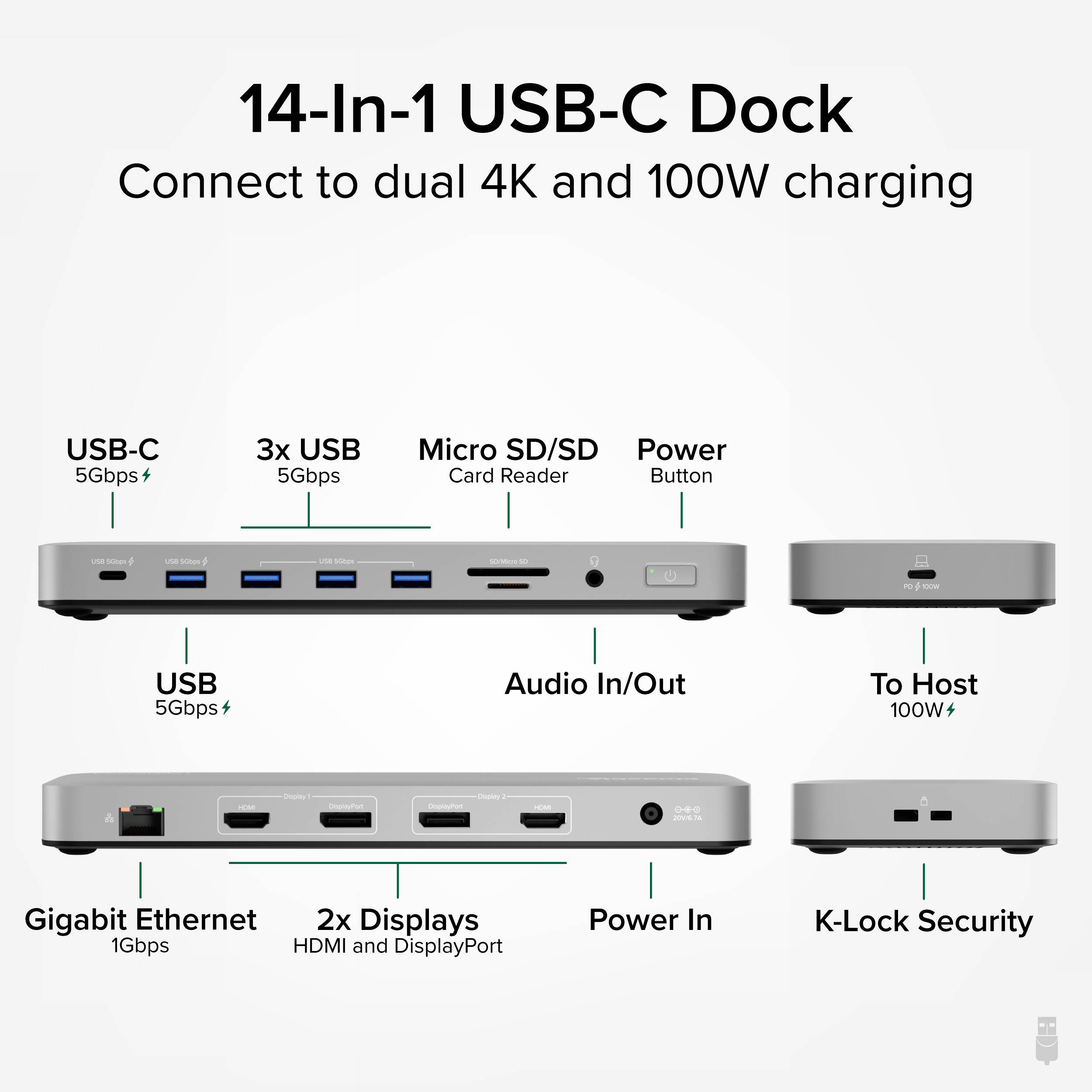 USBC Dual 4K 60Hz Dock 100W — view 2