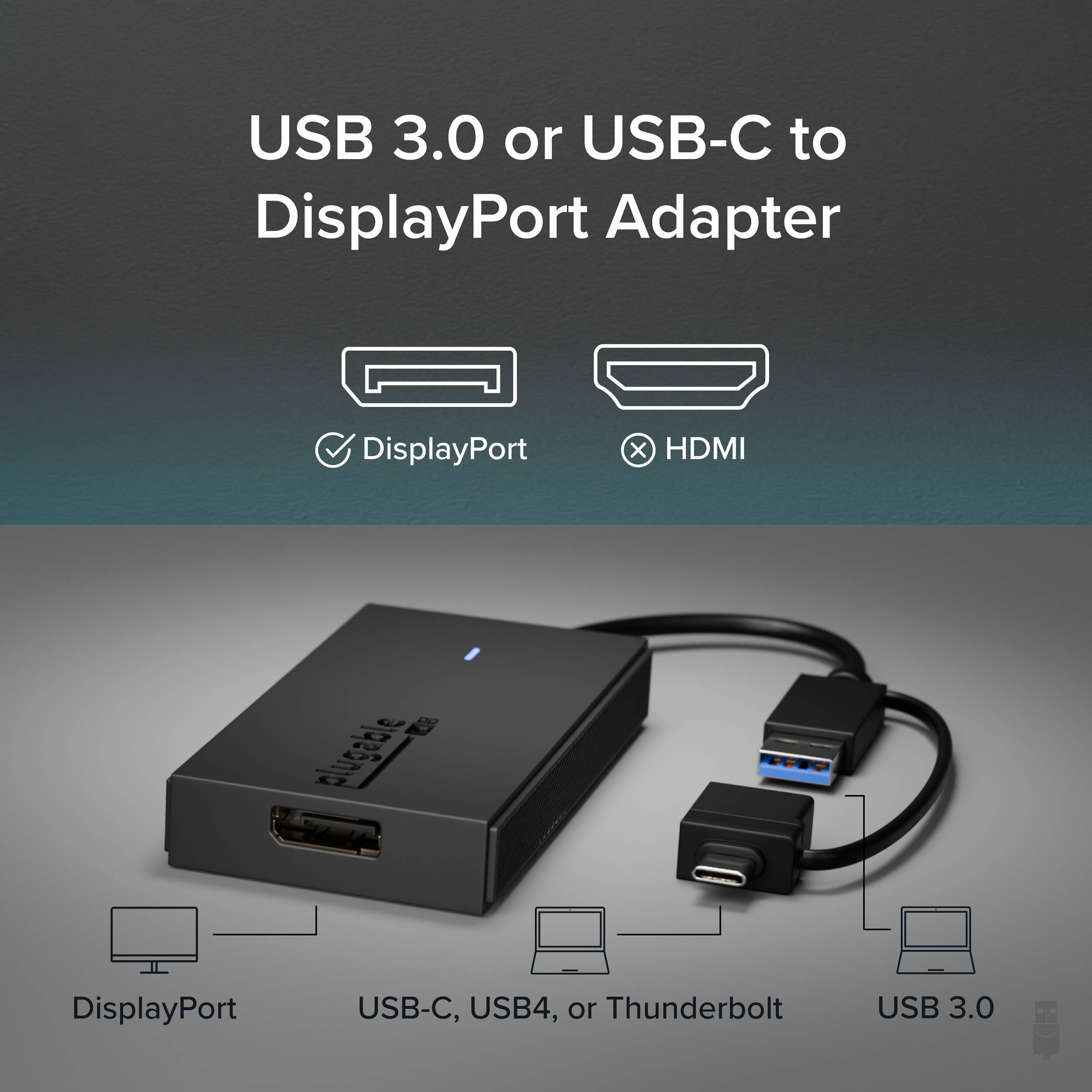 USBC and USB A to DP Adapter — view 2