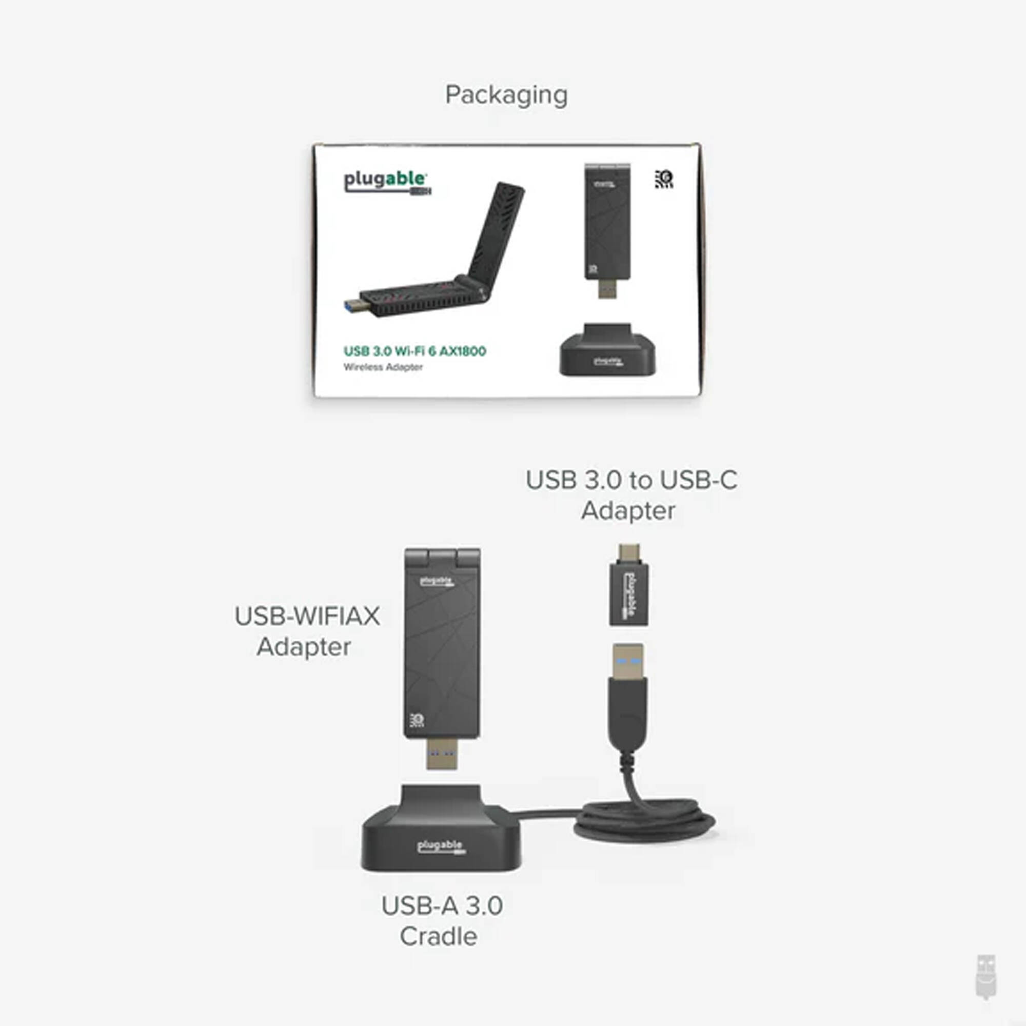 Plugable USB-WIFIAX Wi-Fi 6 USB adapter with USB 3.0 and USB-C support — view 7