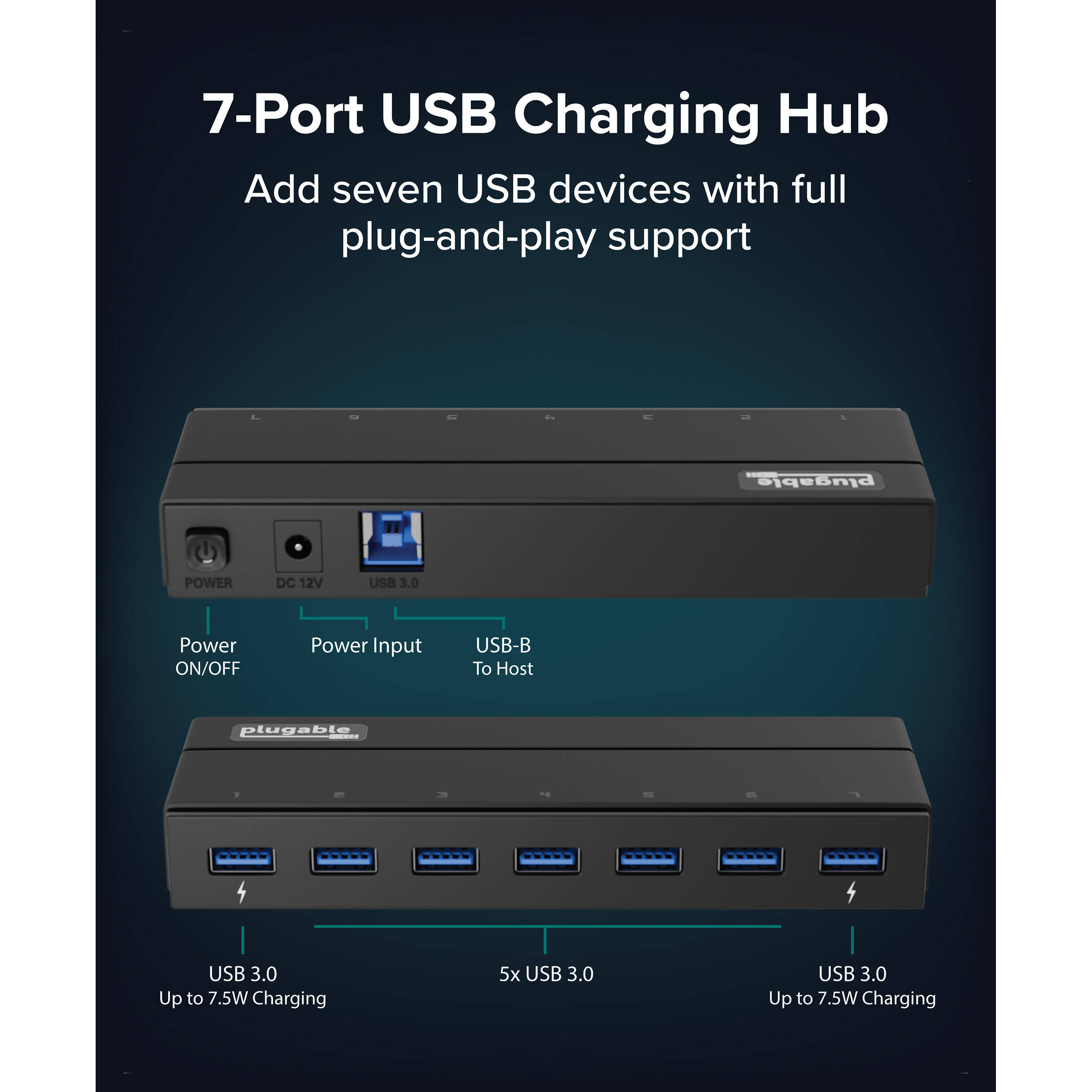 7Port USB 3.0 Powered Hub — view 3