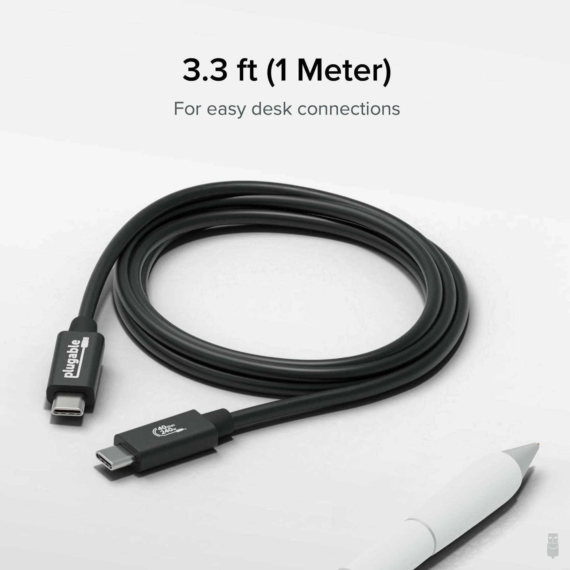 Plugable 1 m USB4 cable with 240 W charging, 40 Gbps data, and USB-C connectors — view 2