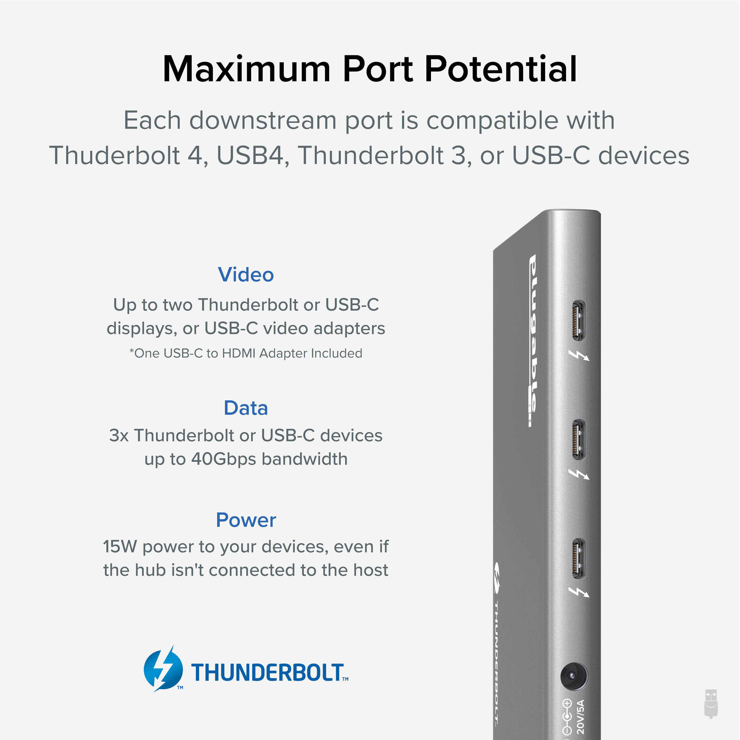 5in1 TB4 and USB4 Hub — view 3
