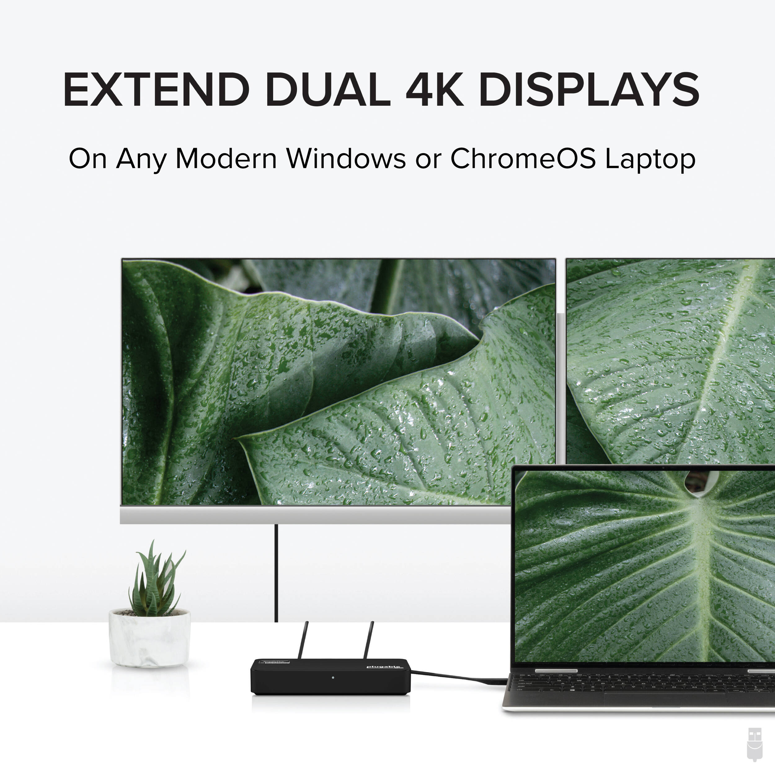 Plugable USBC-6950U dual display adapter with DisplayPort and HDMI outputs — view 2