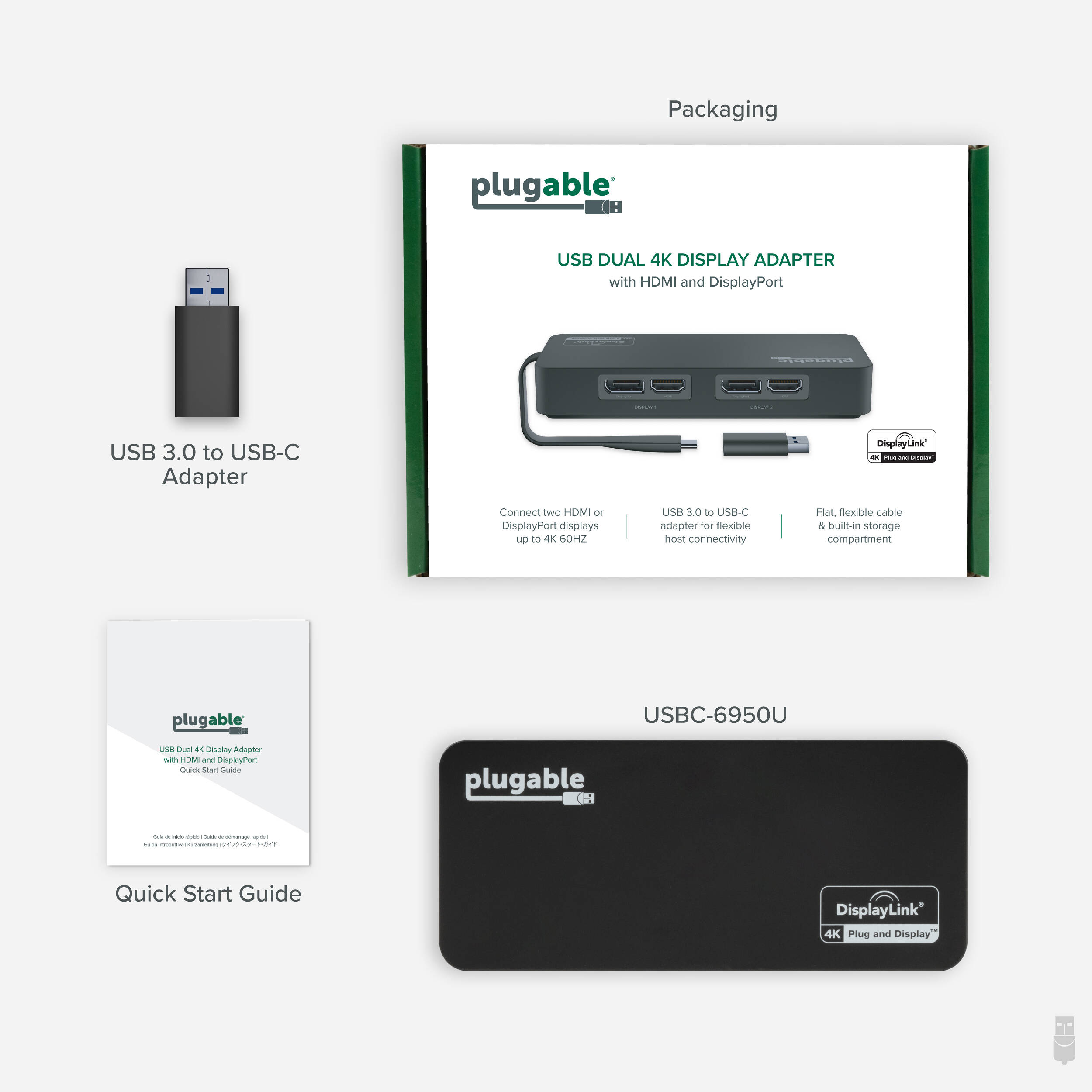Plugable USBC-6950U dual display adapter with DisplayPort and HDMI outputs — view 8