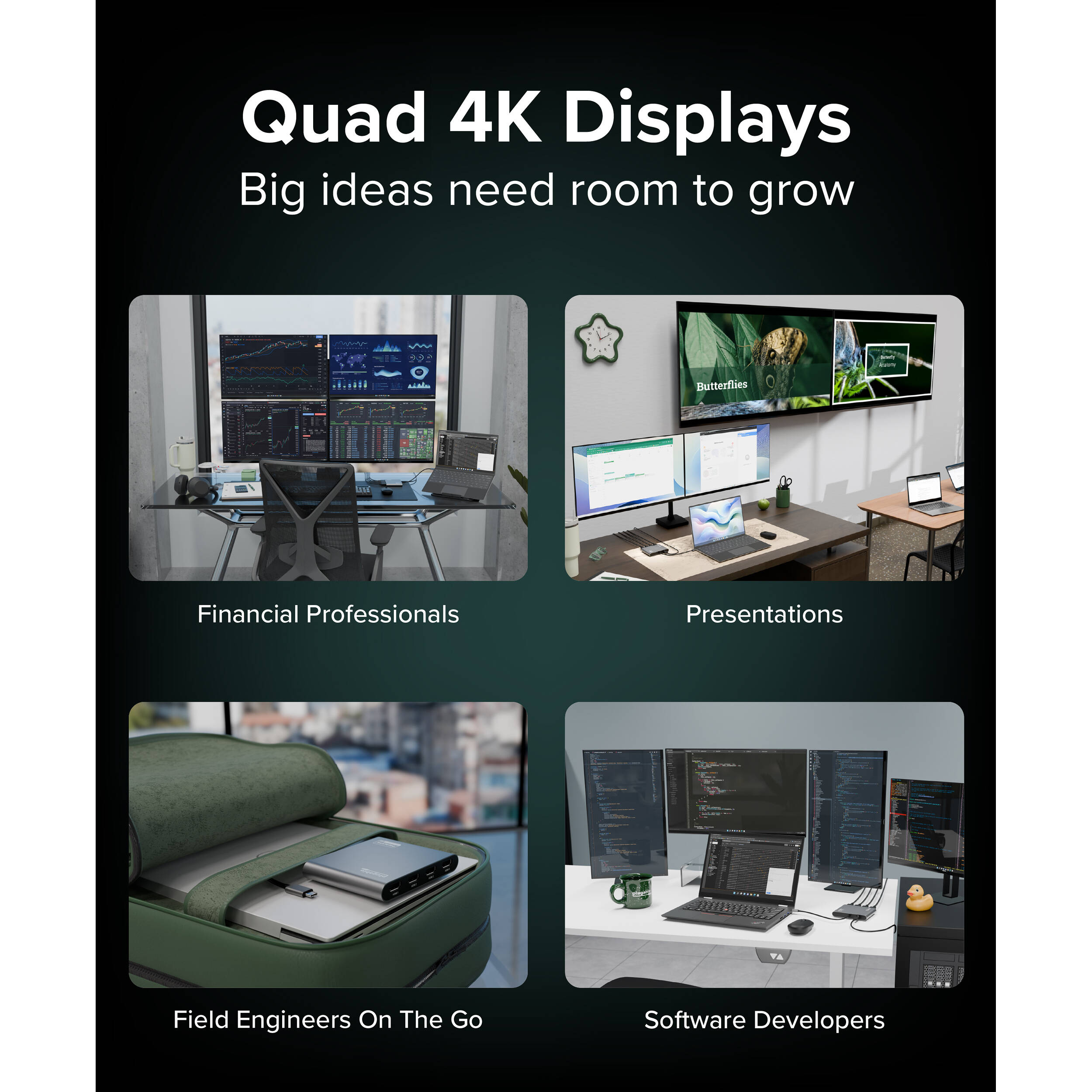 USBC Quad HDMI Dock 100W PD — view 2
