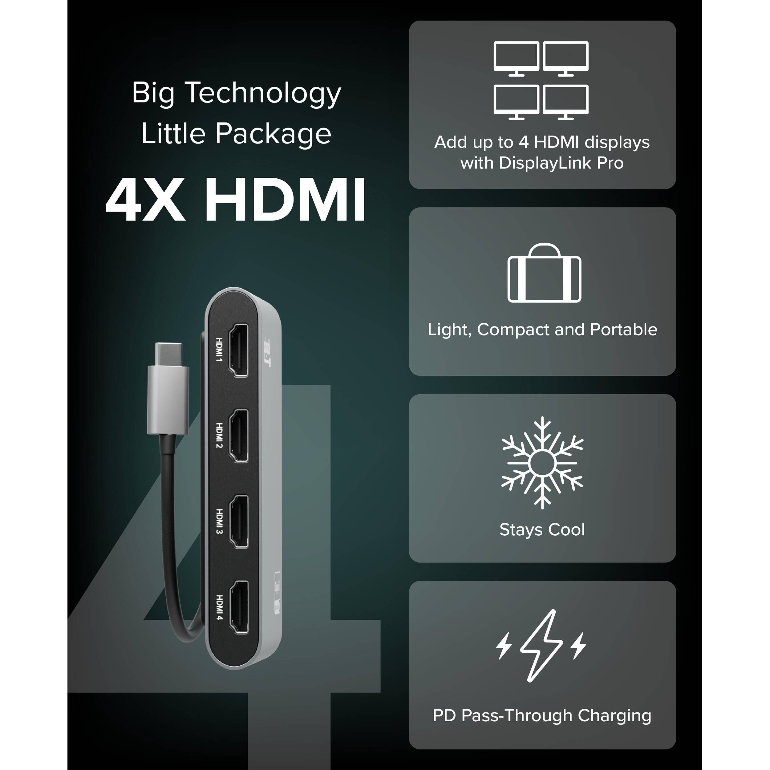 USBC Quad HDMI Dock 100W PD — view 3