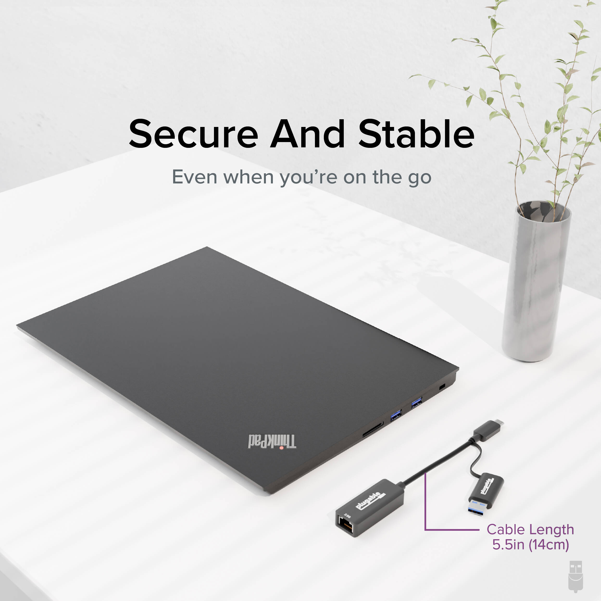 Plugable USBC-E2500 USB-C and USB 3.0 to 2.5 Gigabit Ethernet adapter — view 9