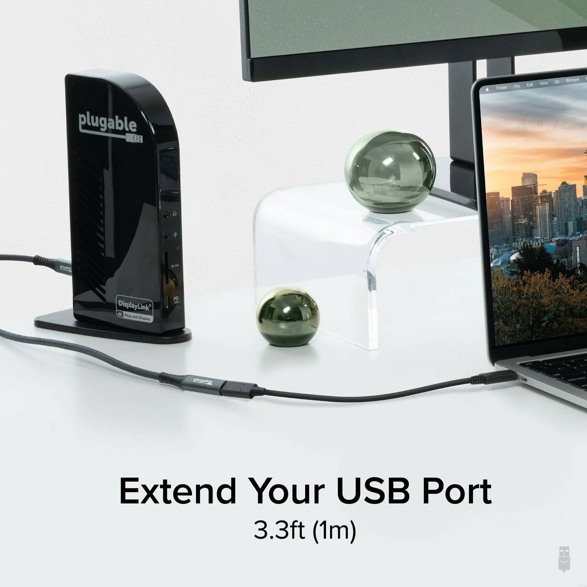 Plugable 1 m USB-C male-to-female power meter extension cable for 240 W charging and 10 Gbps data — view 6