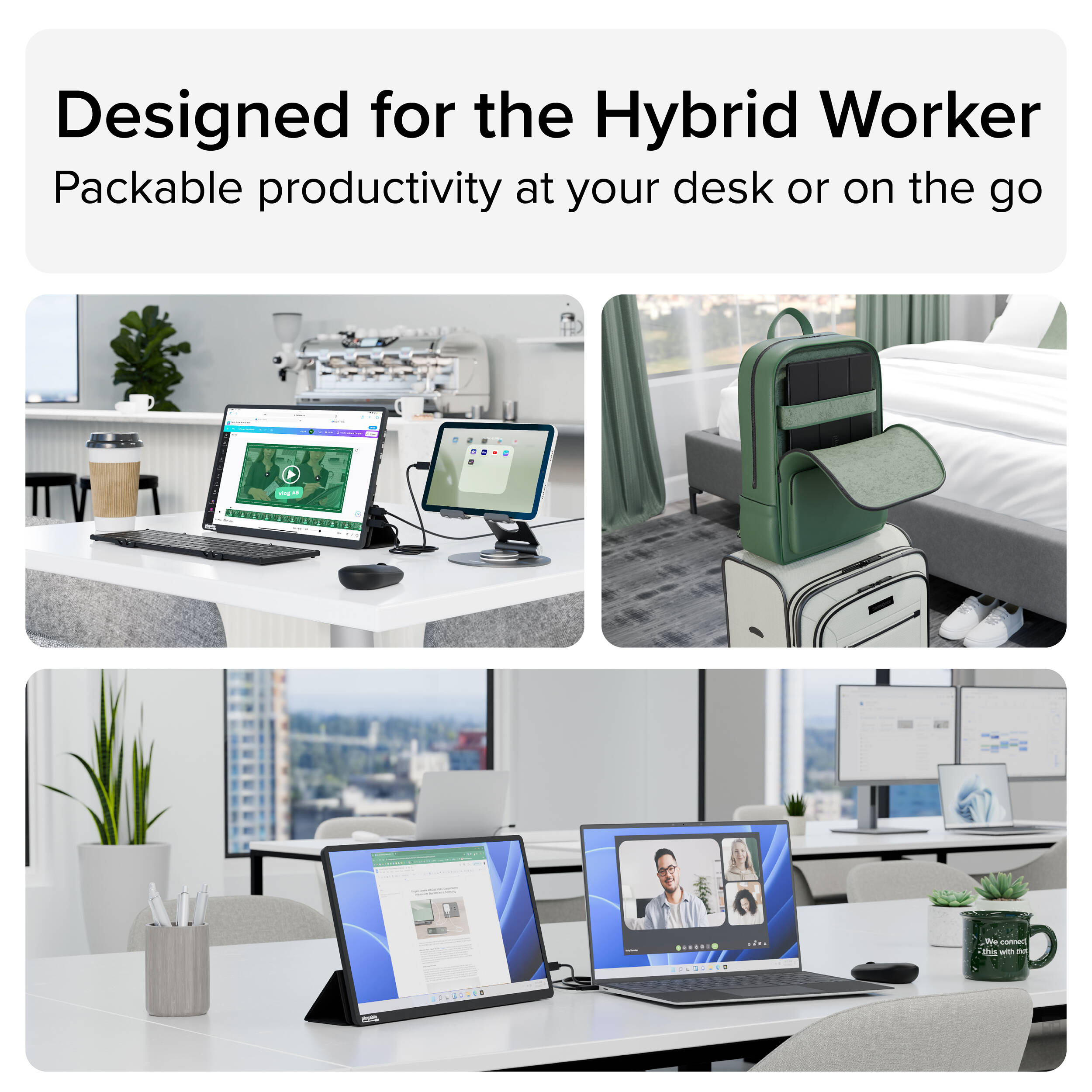 Plugable 15.6-inch USB-C portable monitor with Full HD IPS display and protective case stand — view 6