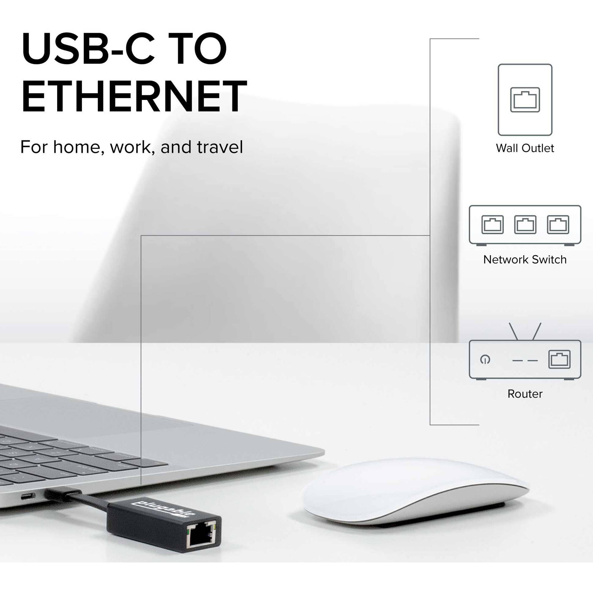 Plugable USBC-TE1000 USB-C to Gigabit Ethernet adapter for wired network access — view 2