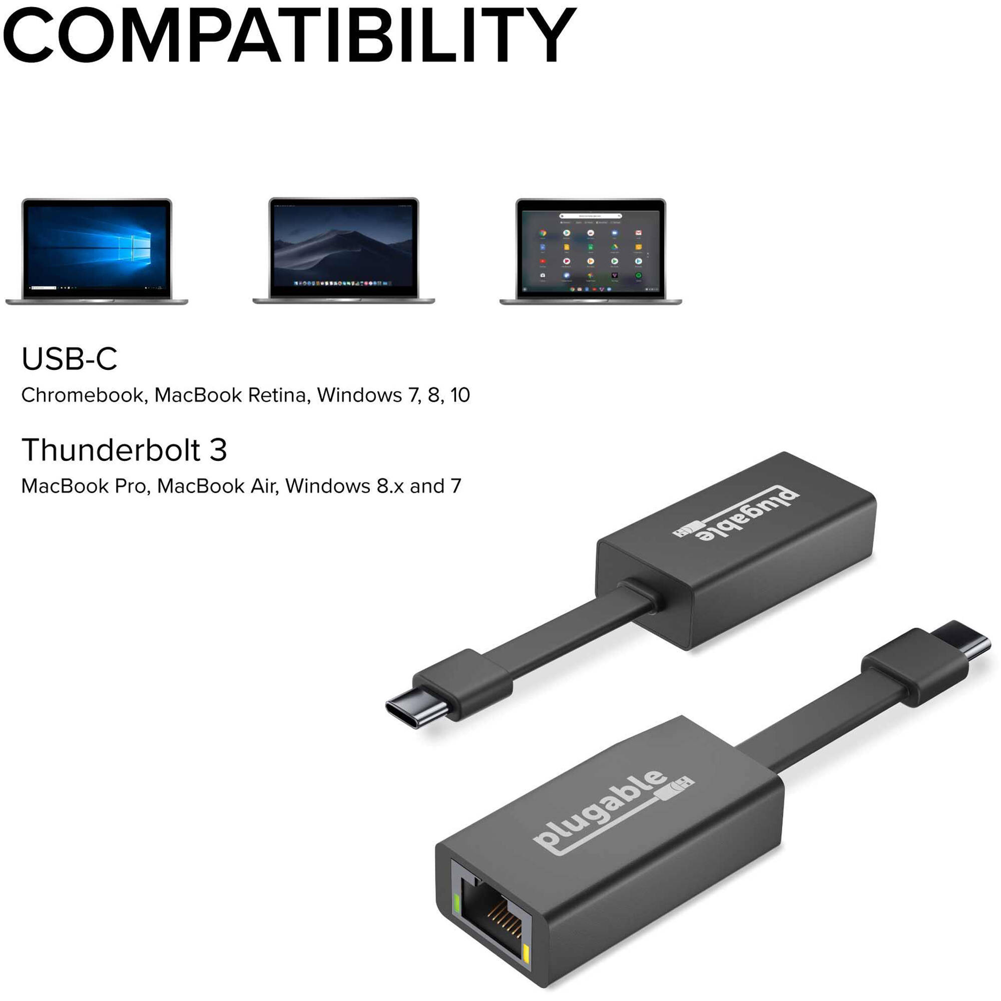 Plugable USBC-TE1000 USB-C to Gigabit Ethernet adapter for wired network access — view 6