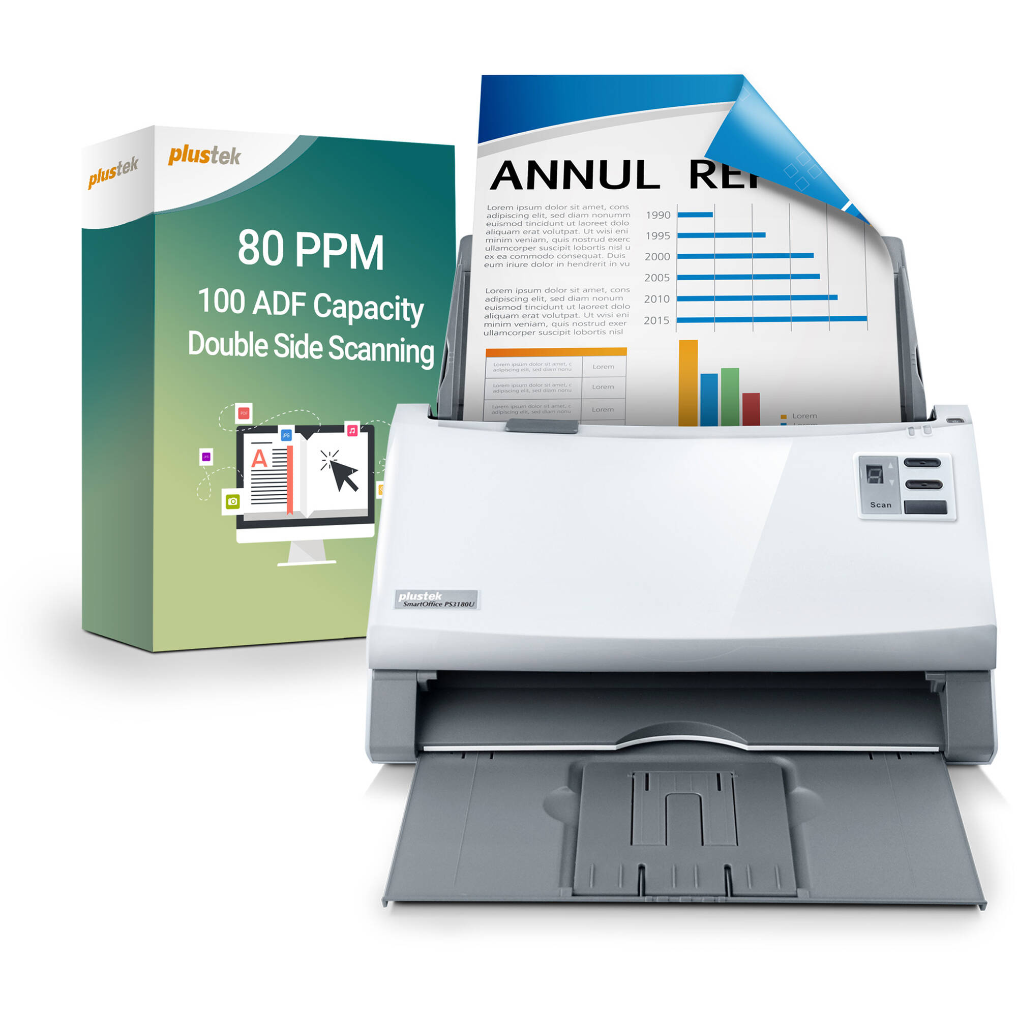 Plustek SmartOffice PS3180U sheet-fed document scanner with duplex ADF and USB 2.0 — view 5