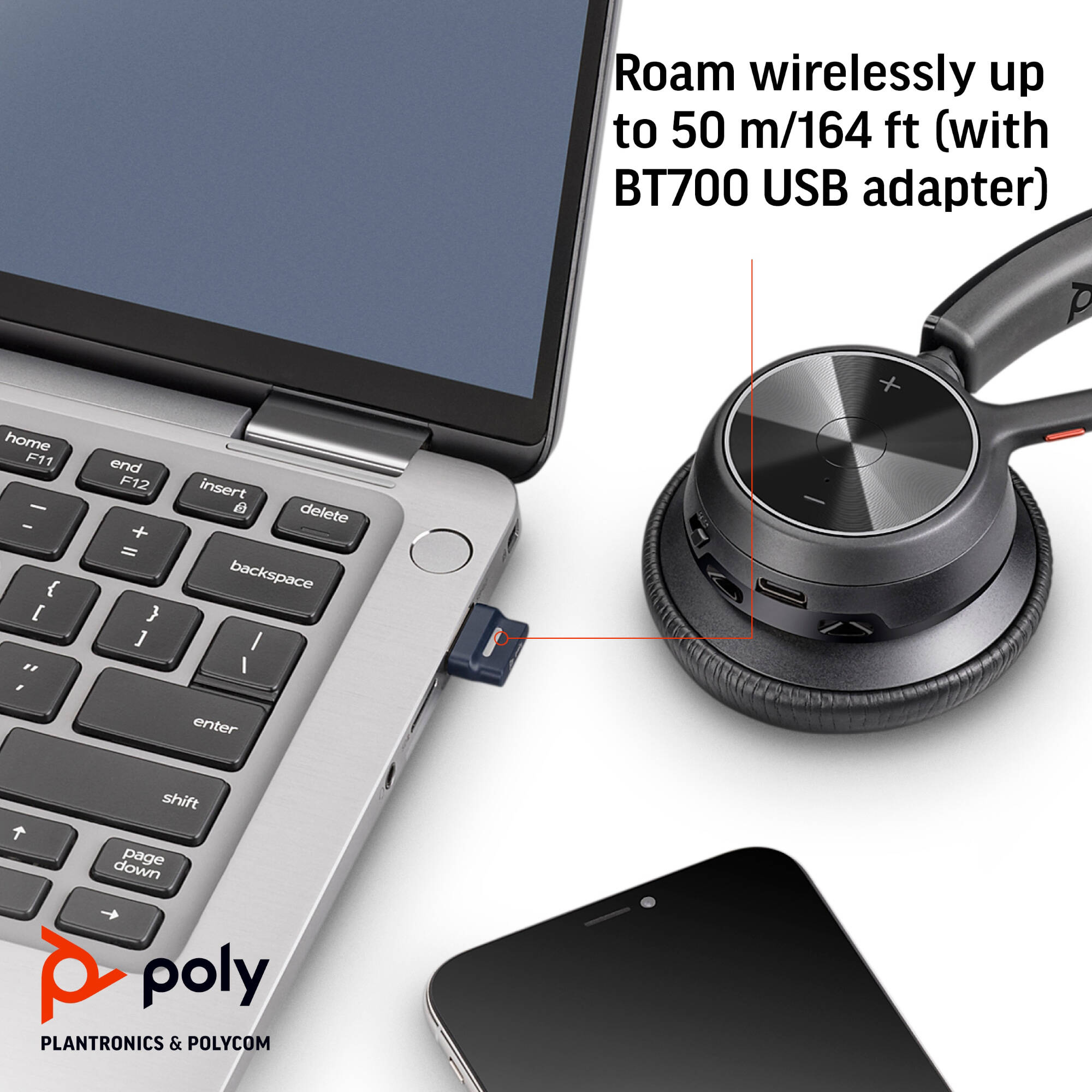 Poly Voyager 4310 UC wireless binaural headset with boom microphone and USB-C charging — view 5