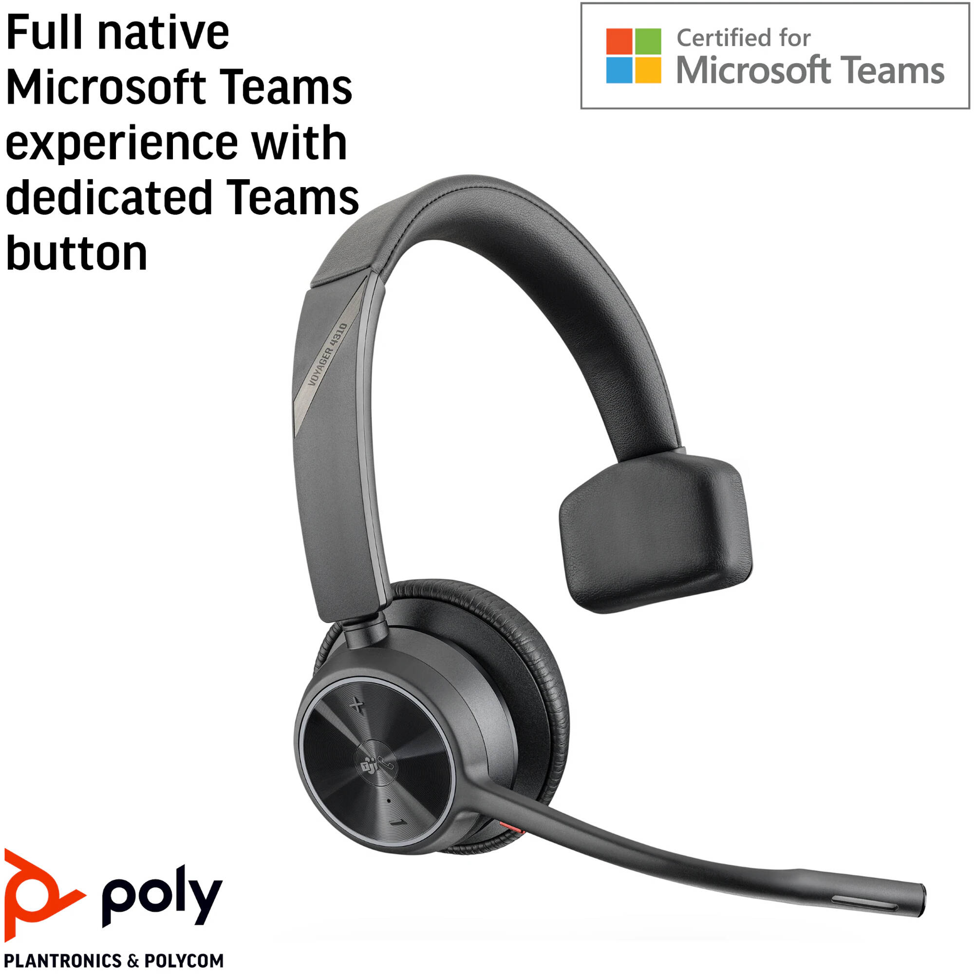 Poly Voyager 4310 UC wireless binaural headset with boom microphone and USB-C charging — view 8