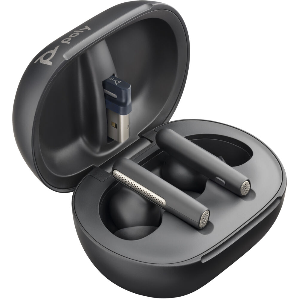 Poly Voyager Free 60+ Teams wireless in-ear headset in black for Microsoft Teams calls — view 2