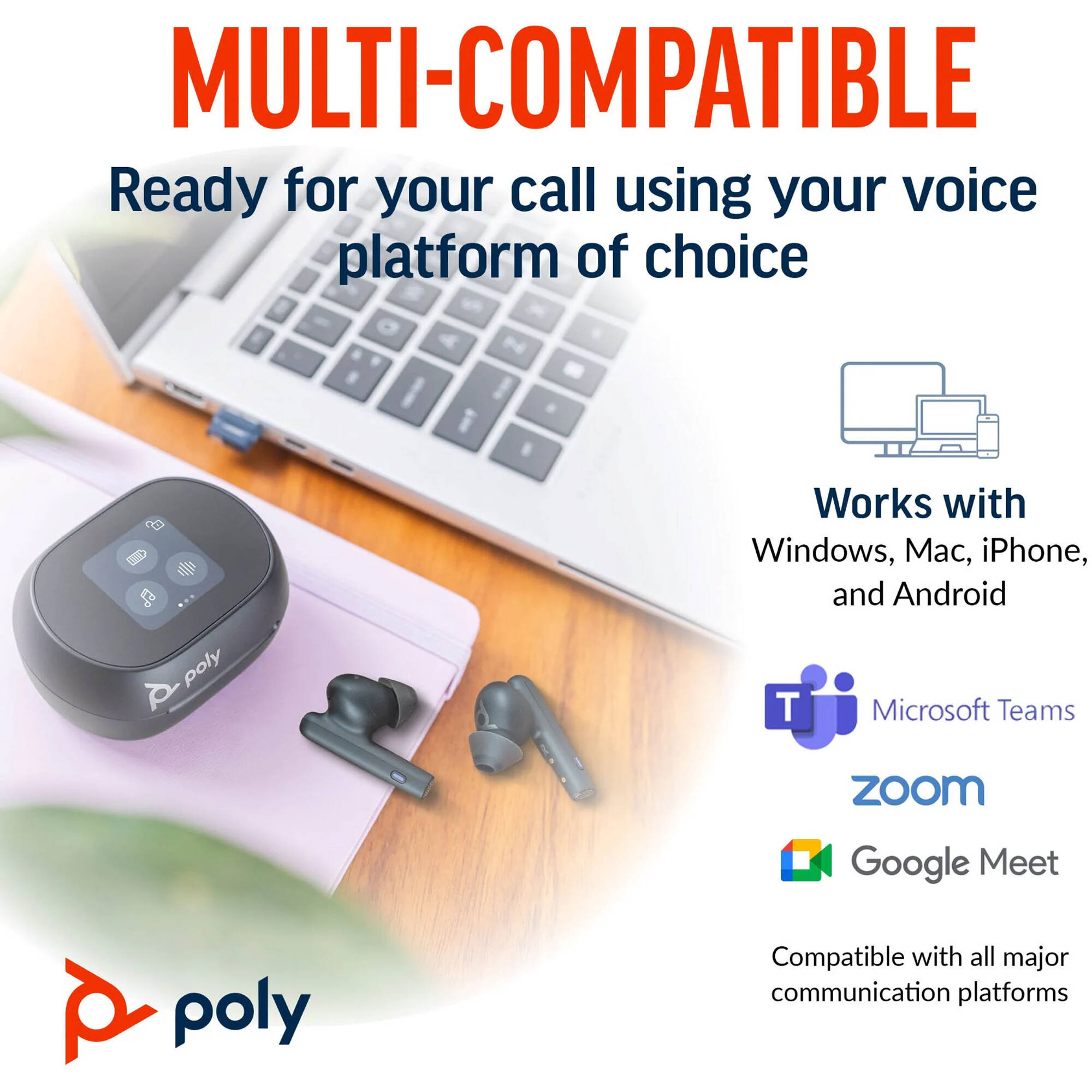 Poly Voyager Free 60+ Teams wireless in-ear headset in black for Microsoft Teams calls — view 6