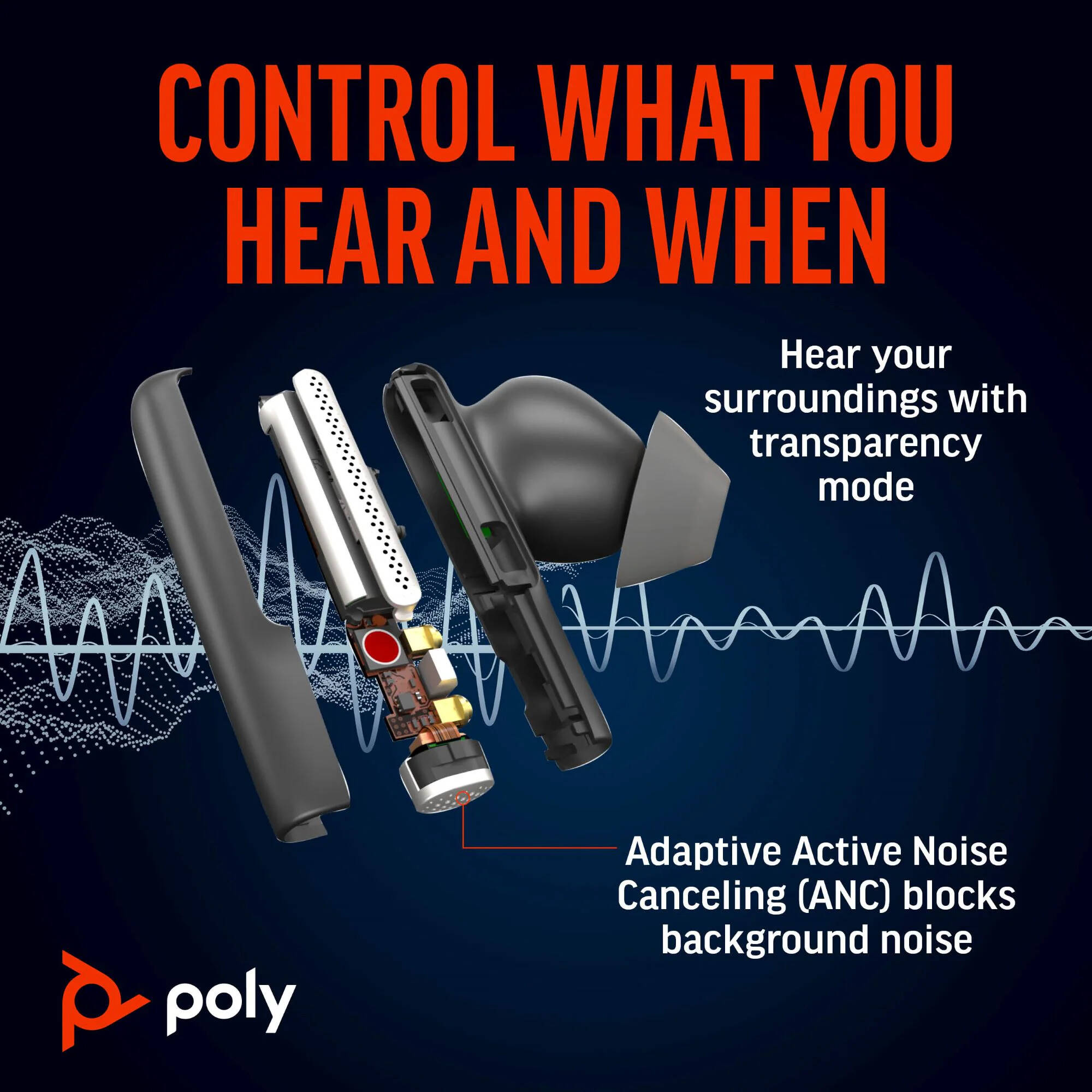 Poly Voyager Free 60+ Teams wireless in-ear headset in black for Microsoft Teams calls — view 7
