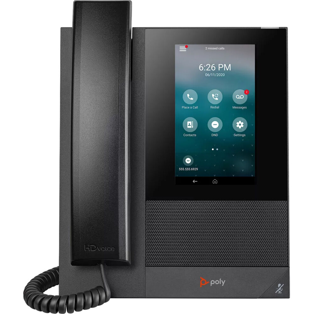Poly CCX 400 BMP SIP desk phone with power supply unit for business calling — view 2