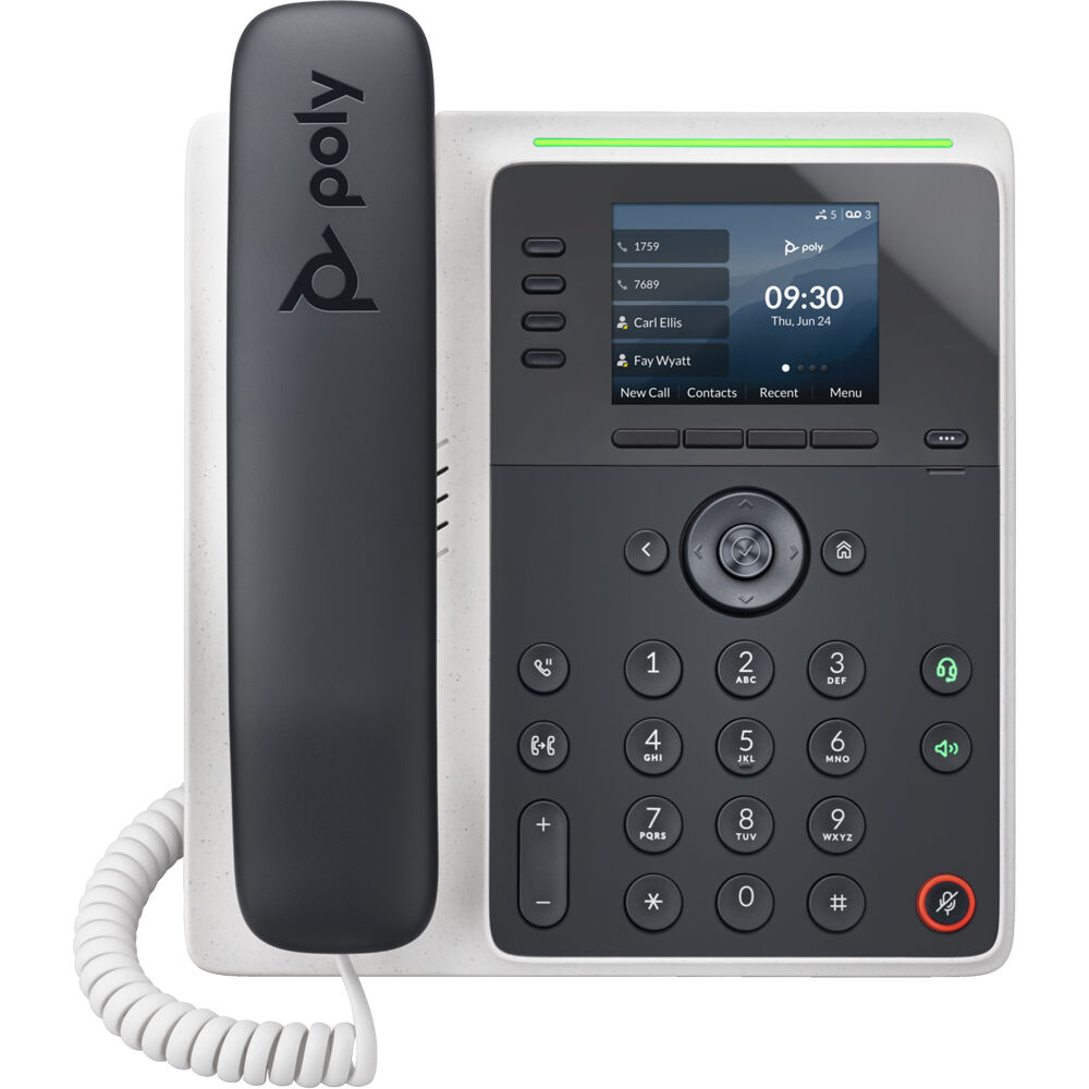 Poly Edge E220 IP desk phone with PoE-E support and included PSU — view 2