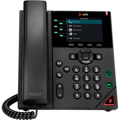 Poly VVX 350 6-line IP phone with PoE support and power supply — view 2