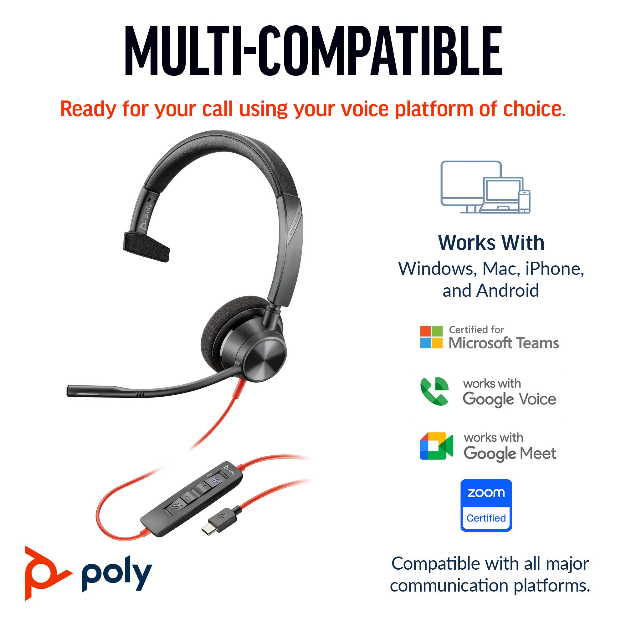 HP POLY HEADSETS POLY BW 3310-M USB-C HS USB-C/A +USB-C/A — view 5