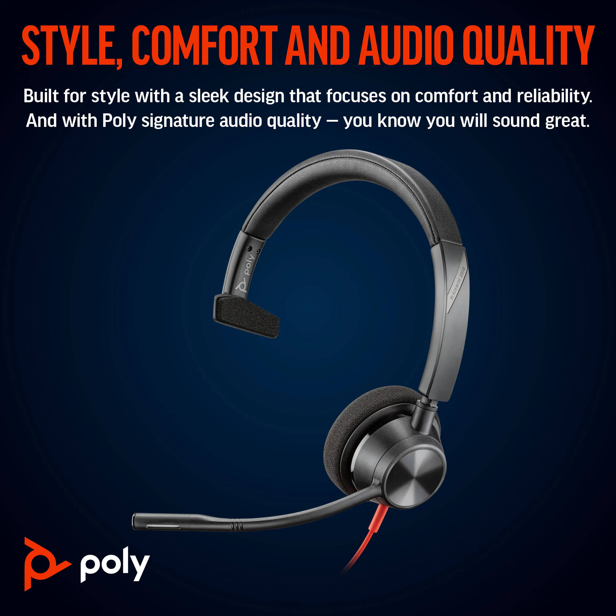Poly BW3315 wired headset with USB-C, USB-A, and 3.5 mm connectivity — view 4