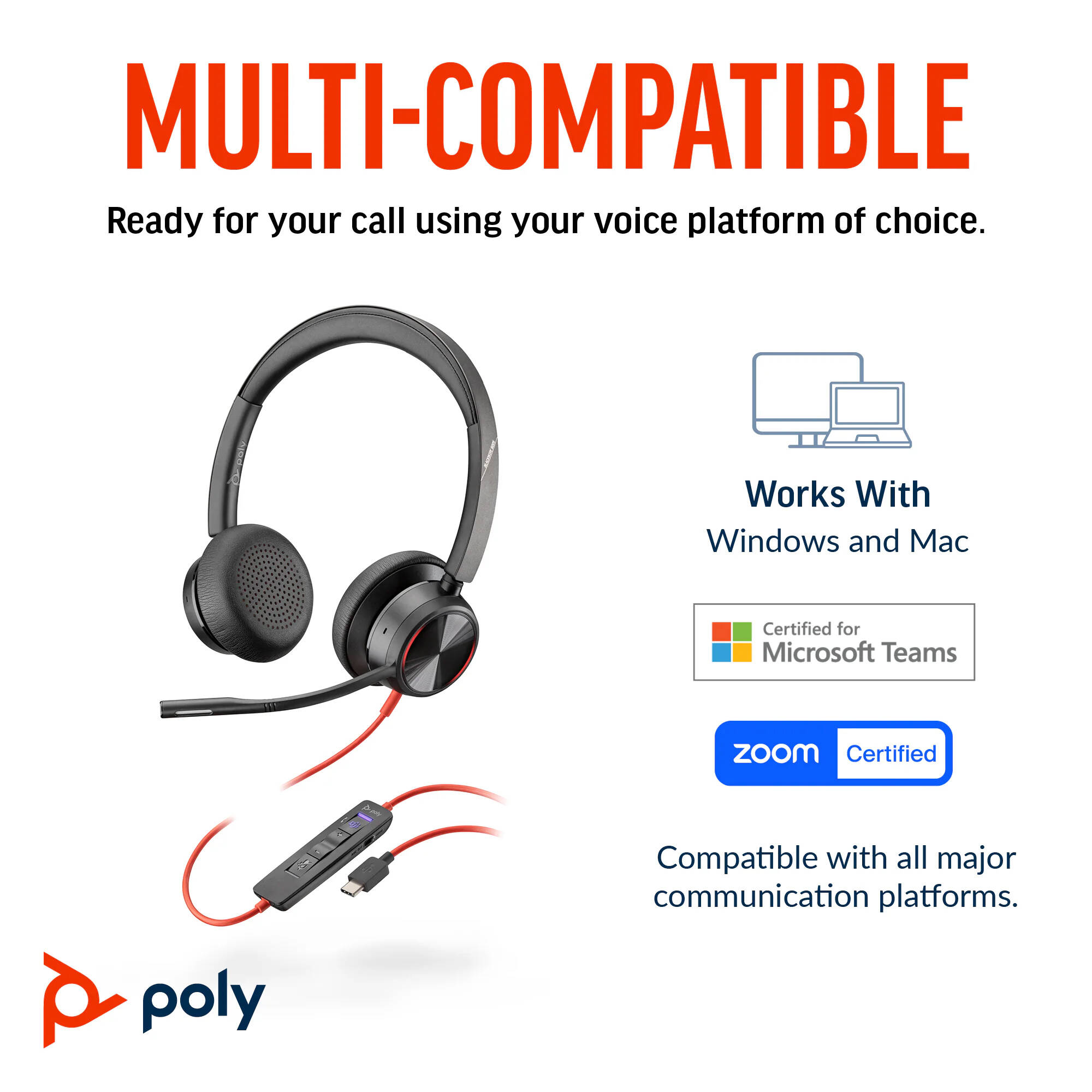 POLY-HP - LA LA BW 8225 STEREO -M USB-C HS +USB-C/A — view 2
