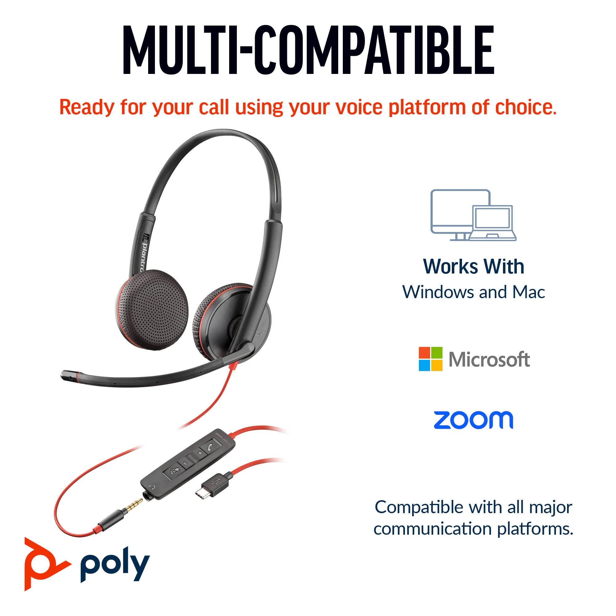 HP POLY HEADSETS POLY BW 3225 USB-C HS 3.5MMP USB-C/A — view 3