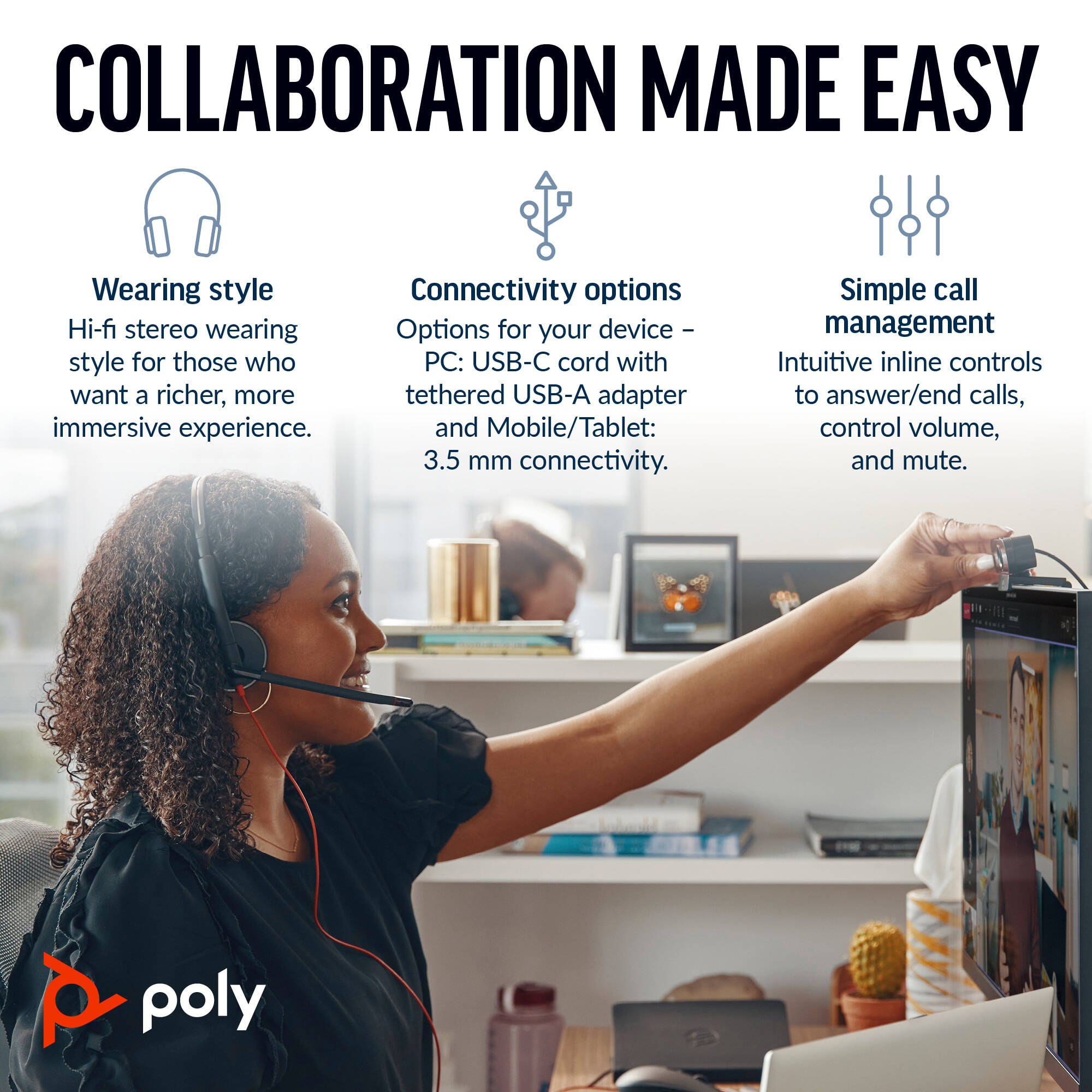 HP POLY HEADSETS POLY BW 3225 USB-C HS 3.5MMP USB-C/A — view 6