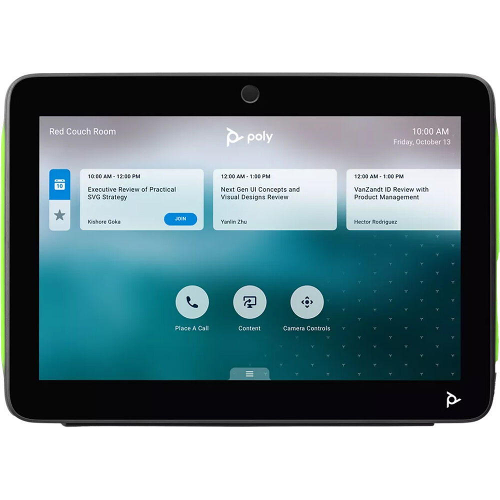 Poly TC10 black touch controller for conference room control — view 2