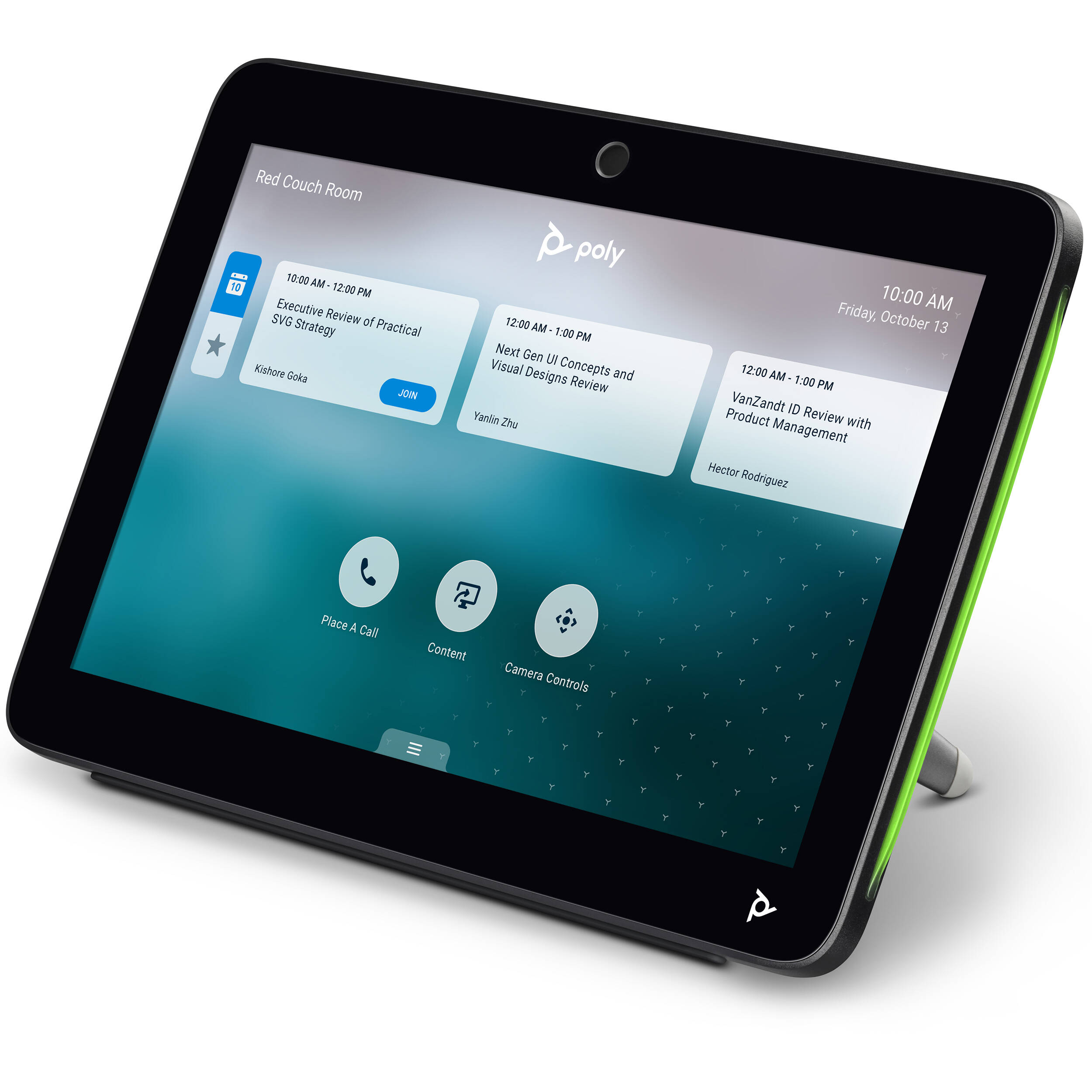 Poly TC10 black touch controller for conference room control — view 3