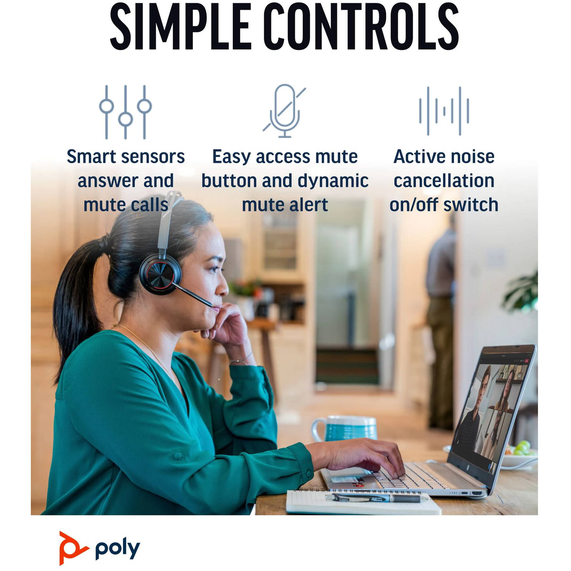 Poly Voyager Focus 2 headset bundle with USB-C and USB-A connectivity plus charging support — view 5