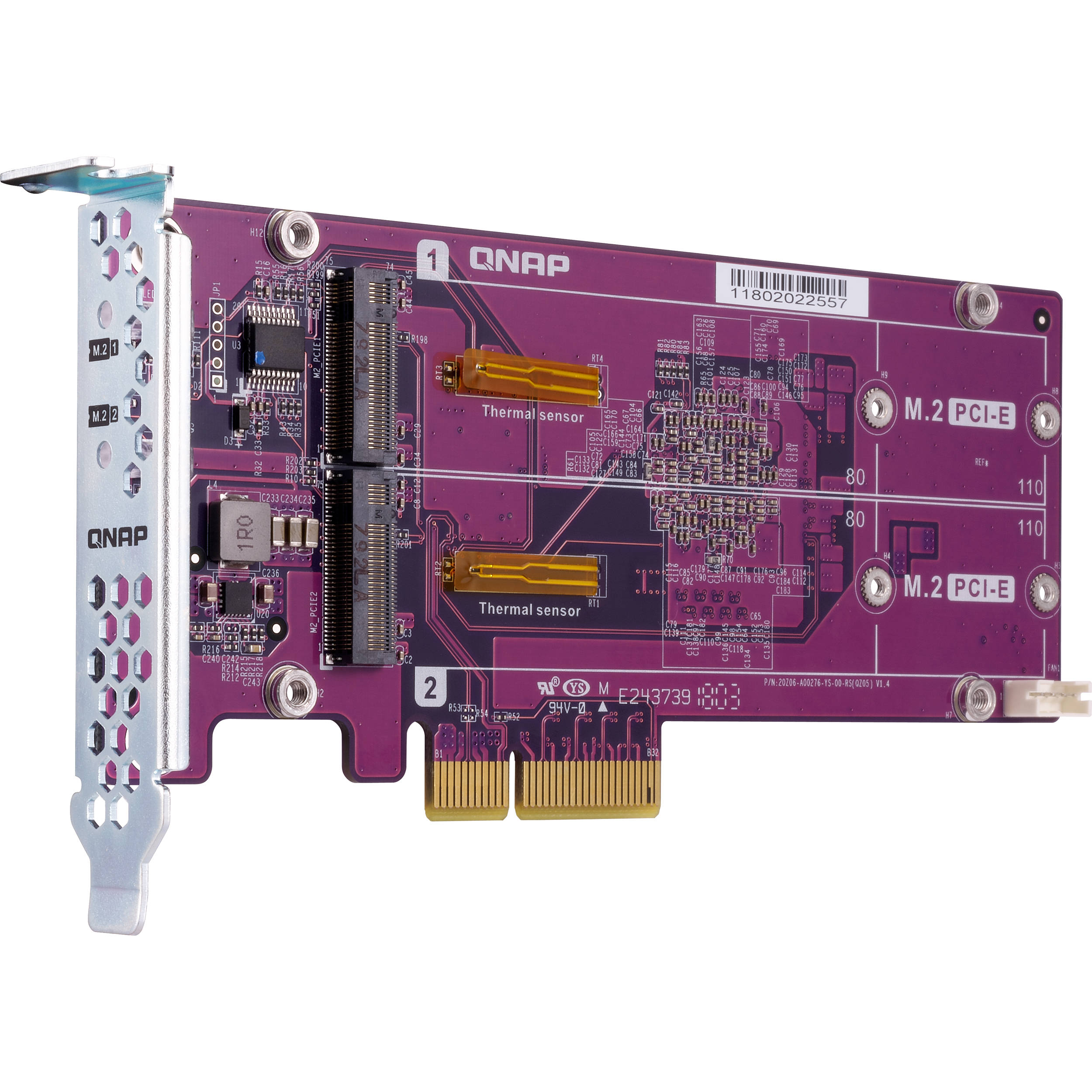 QNAP QM2-2P-244A dual M.2 22110/2280 PCIe SSD expansion card — view 4