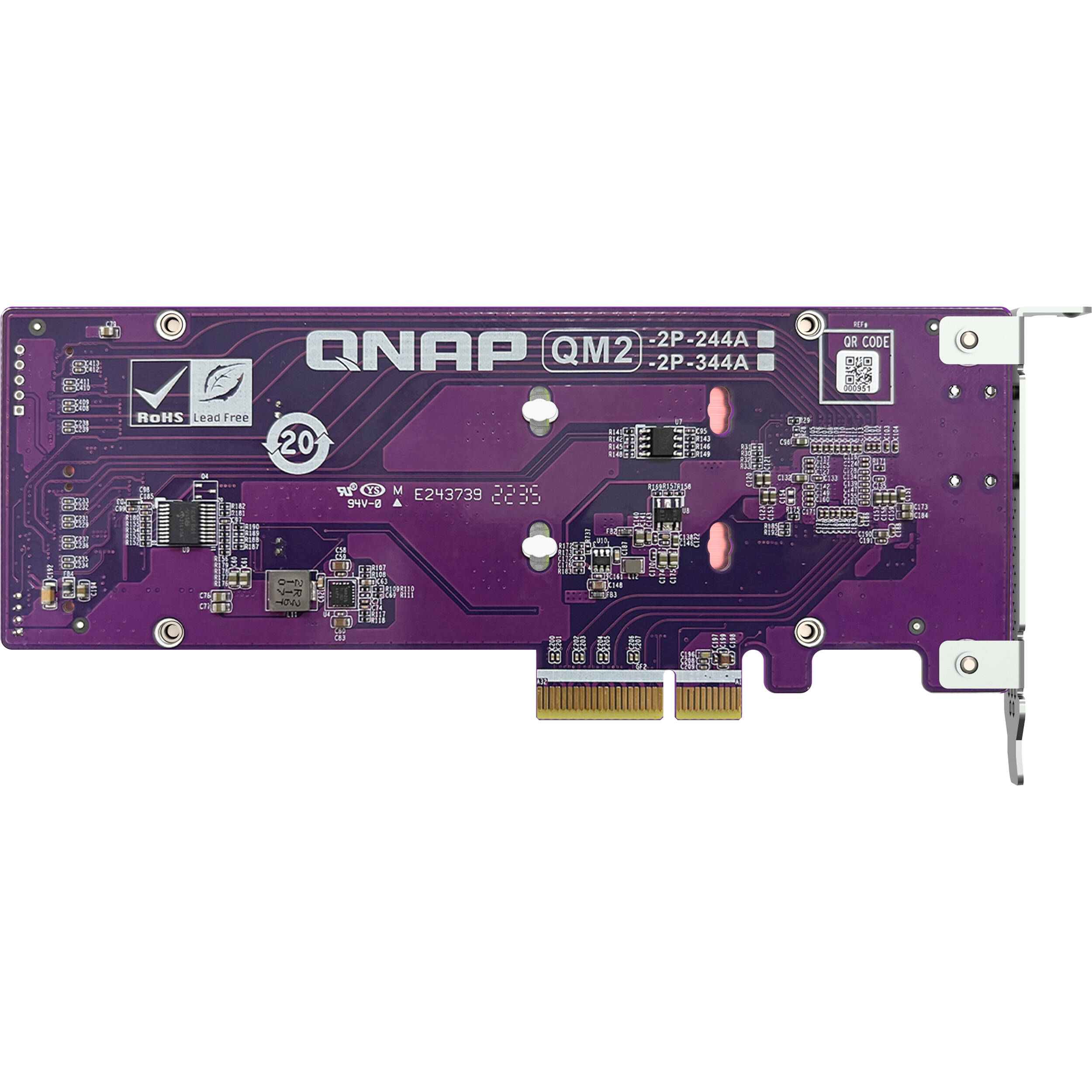 QNAP QM2-2P-344A dual M.2 PCIe SSD expansion card for two 2280 or 22110 SSDs — view 2