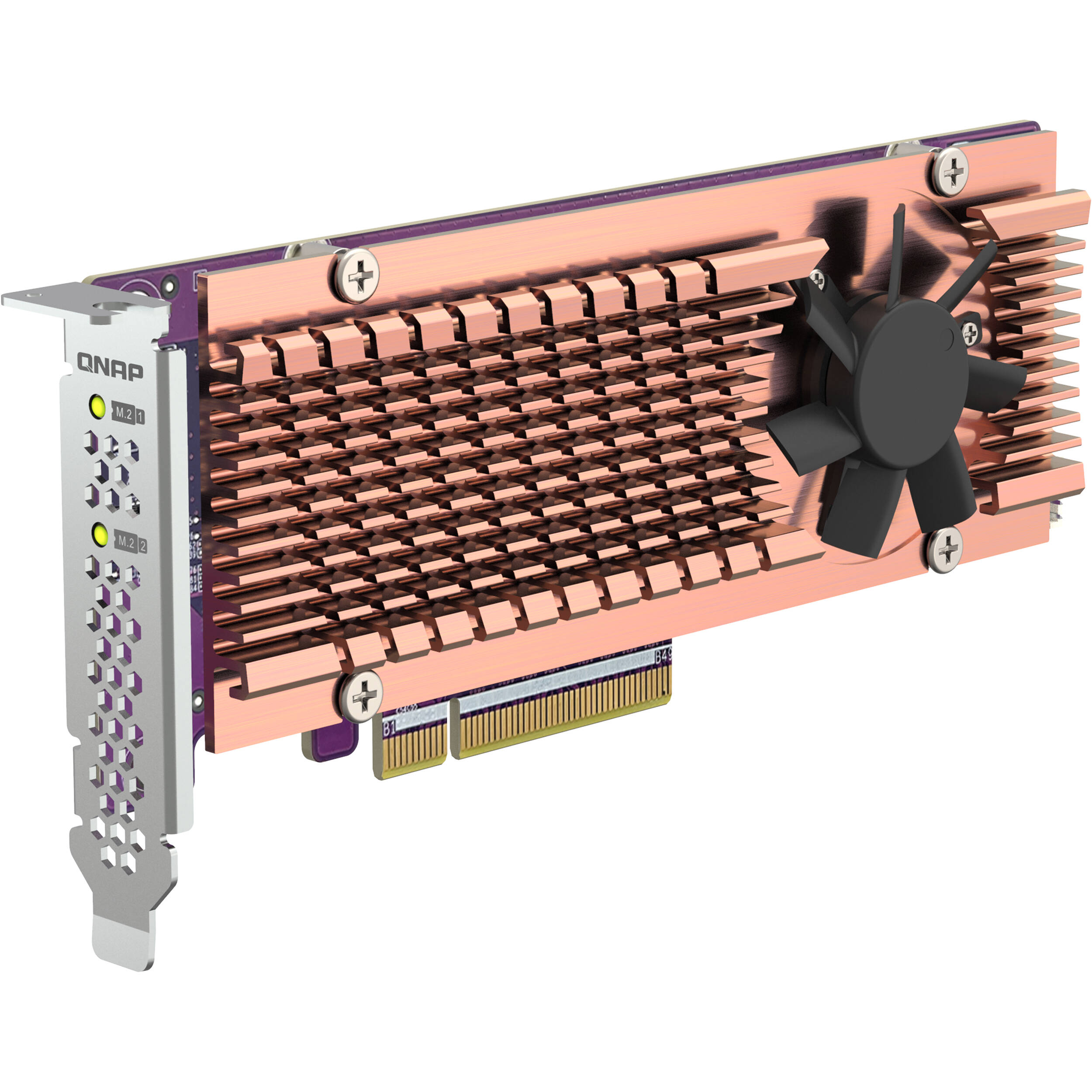 QNAP QM2-2P-384A dual M.2 PCIe SSD expansion card supporting two 2280 or 22110 SSDs — view 6