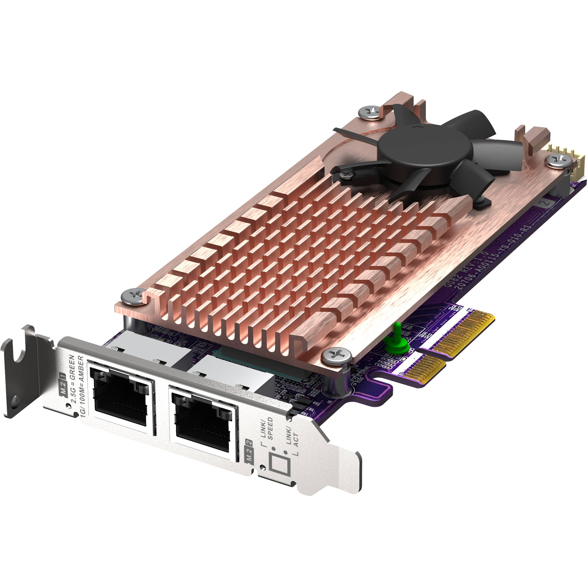 QNAP QM2-2P2G2T expansion card with two M.2 SSD slots and dual 2.5GbE Intel I225LM ports — view 5