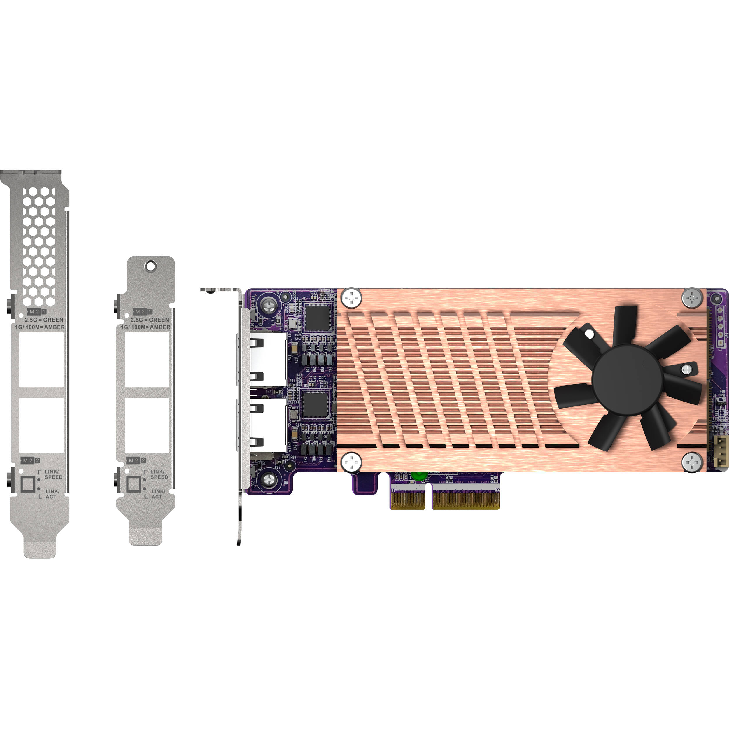 QNAP QM2-2P2G2T expansion card with two M.2 SSD slots and dual 2.5GbE Intel I225LM ports — view 6