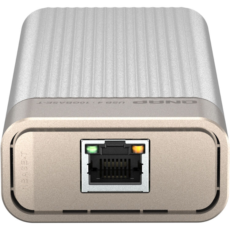 QNAP QNA-UC10G1T USB4 and Thunderbolt 4 to 10GbE adapter for supported NAS and Mac systems — view 2