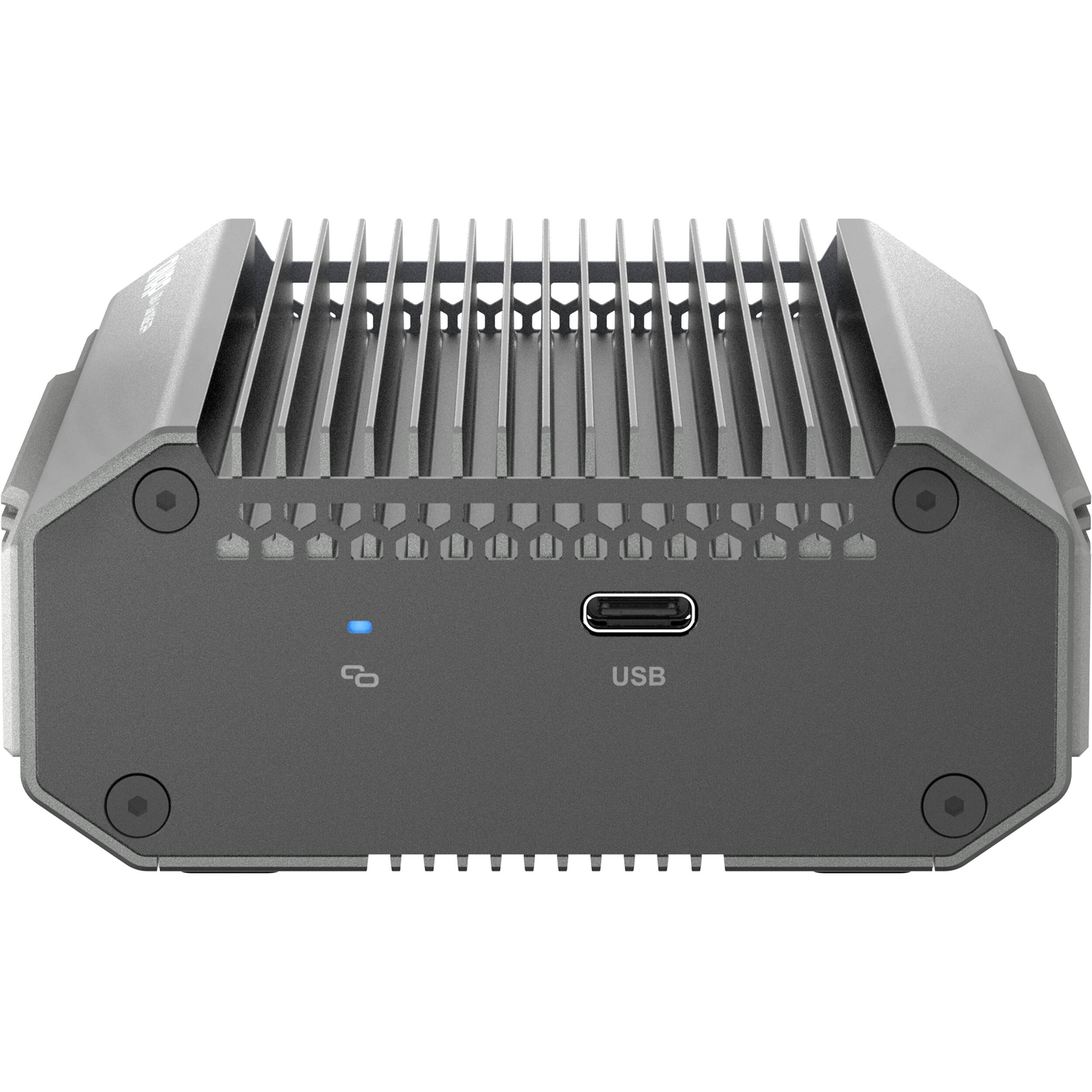 QNAP QNA-UC10G2SF USB 4 Type-C to dual 10GbE SFP+ network adapter with transceivers — view 4