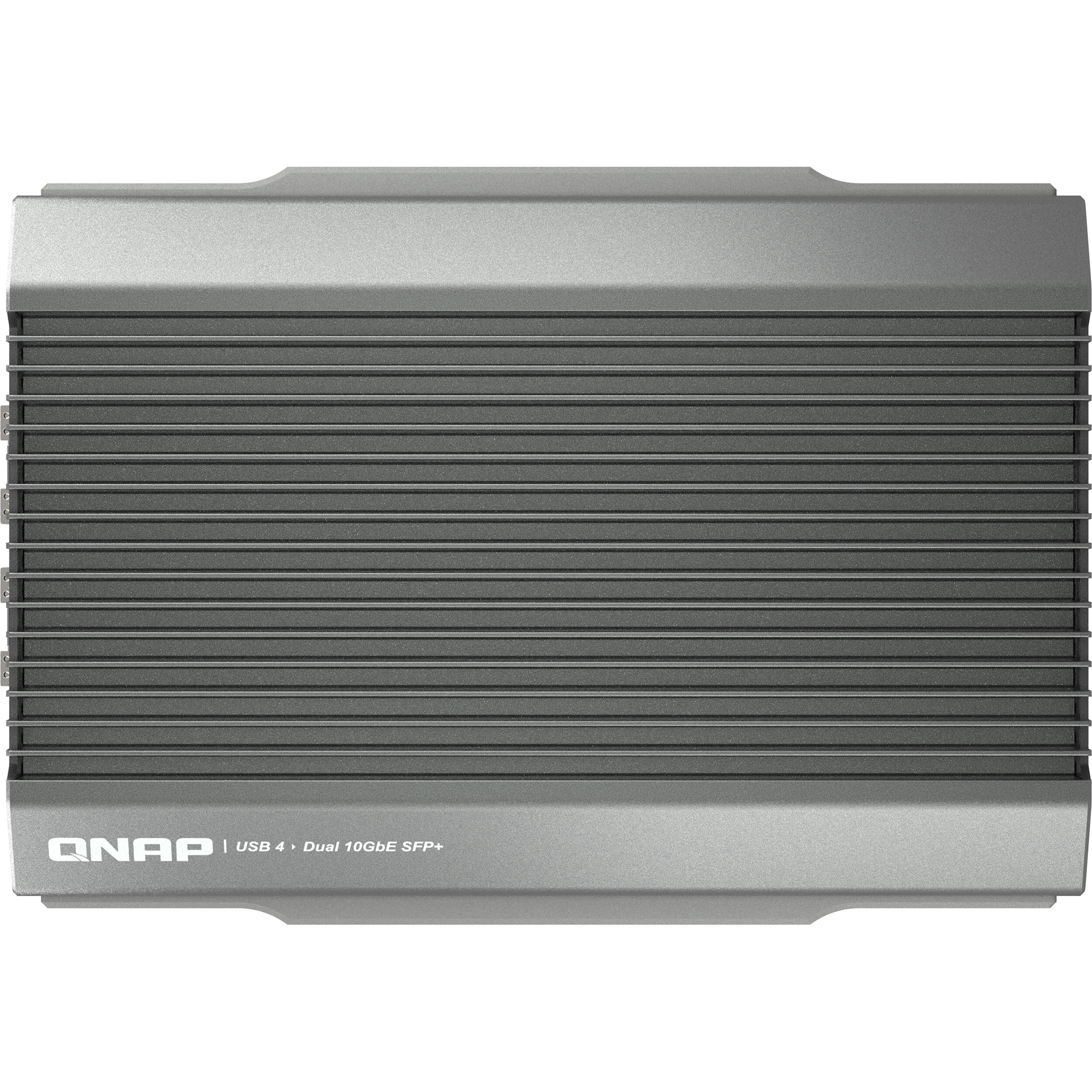 QNAP QNA-UC10G2SF USB 4 Type-C to dual 10GbE SFP+ network adapter with transceivers — view 5